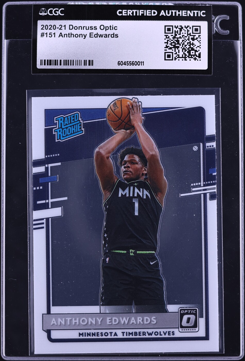 2020 Donruss Optic Anthony Edwards ROOKIE #151 CGC AUTH