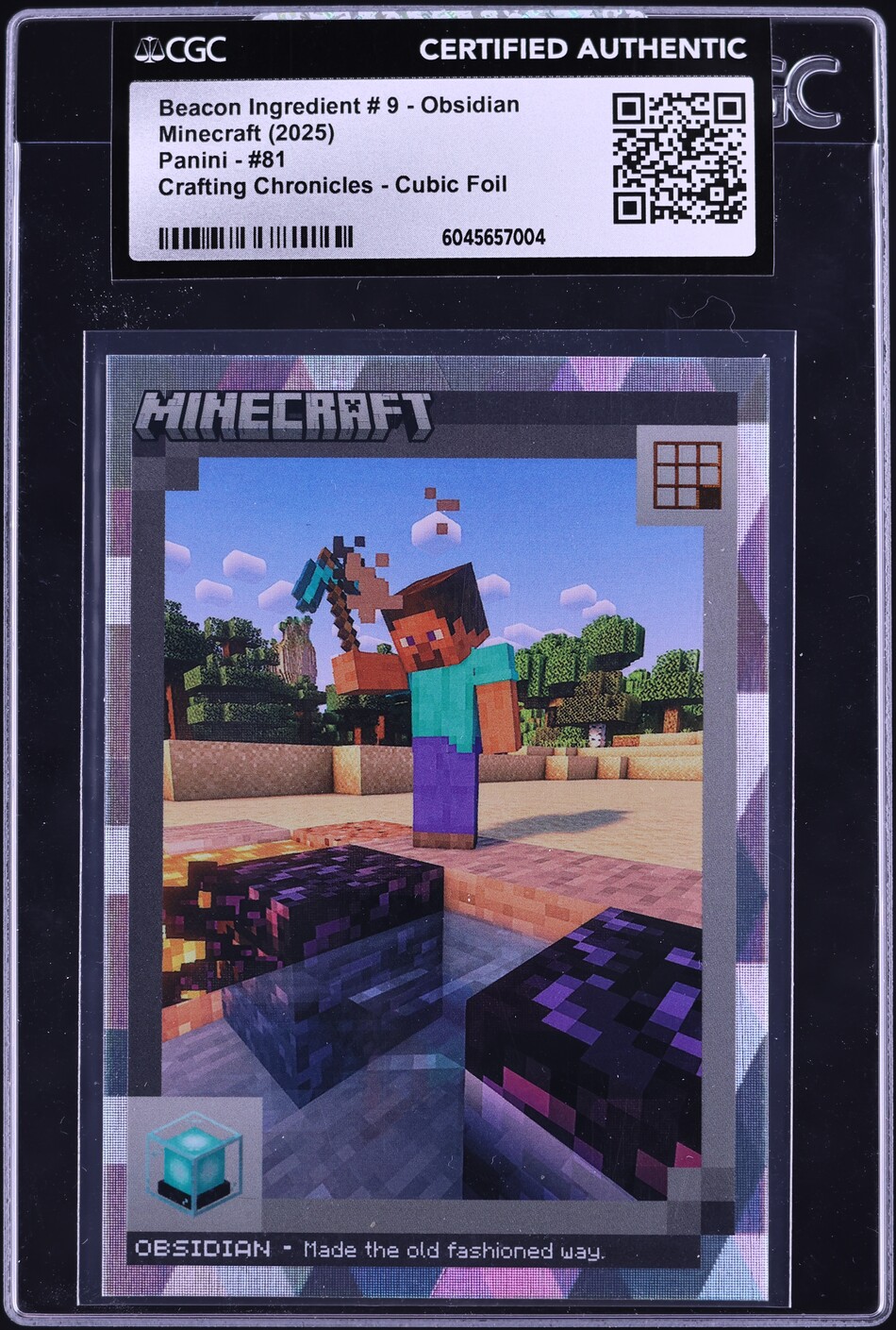 2025 Panini Minecraft Crafting Chronicles Cubic Foil Beacon Obsidian CGC AUTH
