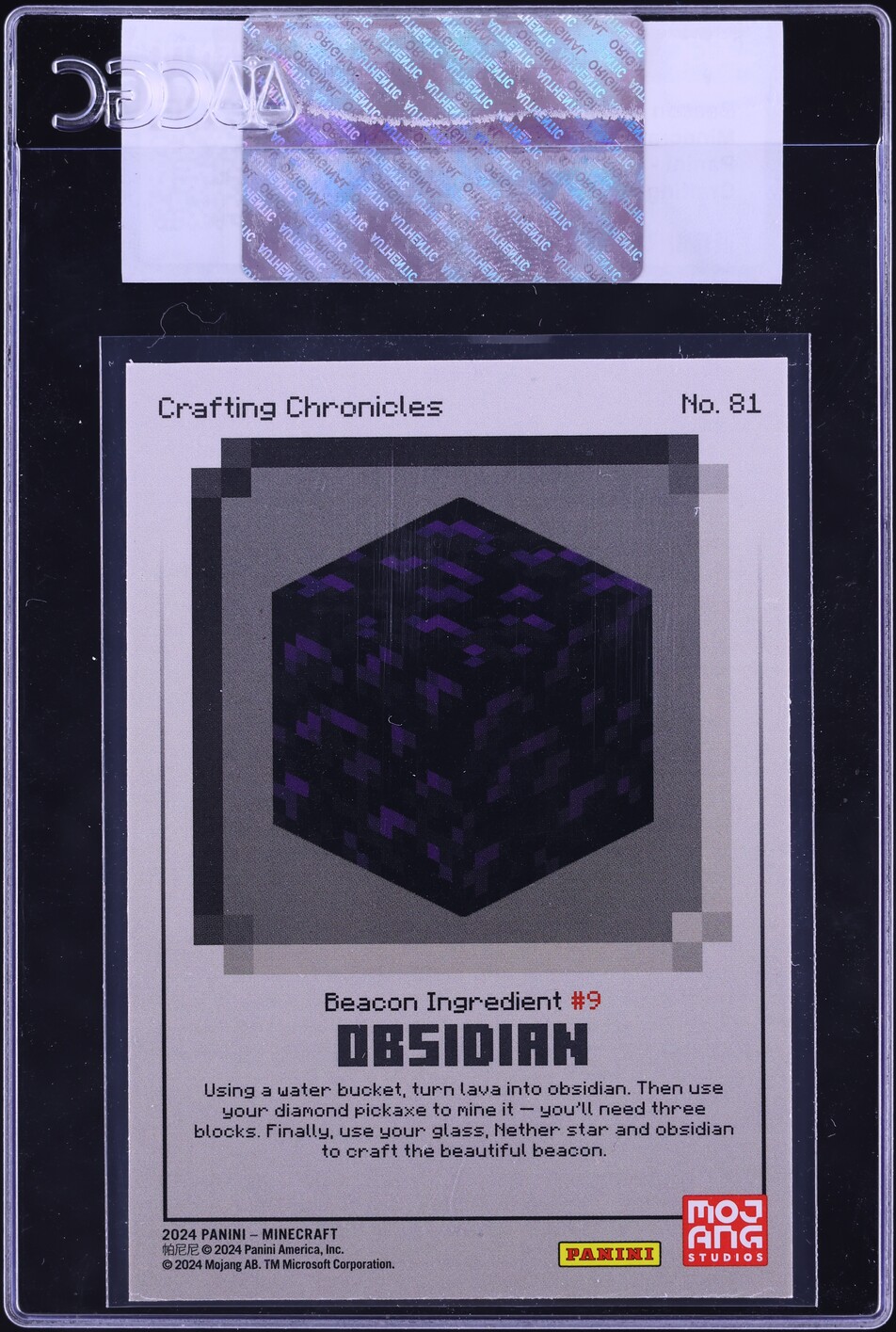 2025 Panini Minecraft Crafting Chronicles Cubic Foil Beacon Obsidian CGC AUTH