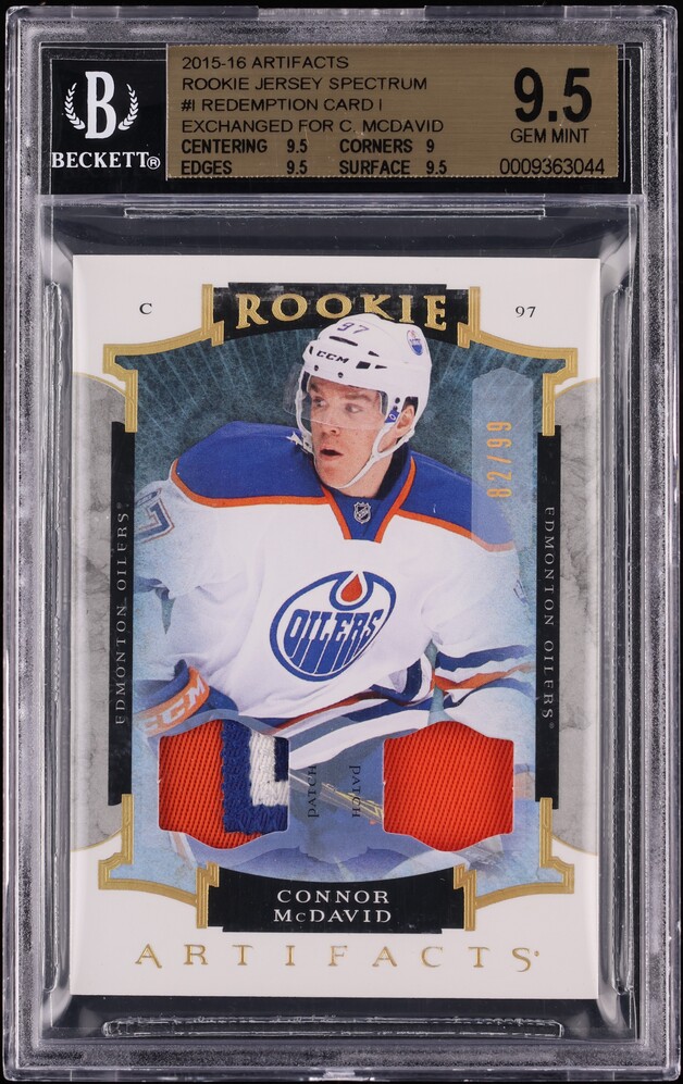 2015 Artifacts Redemptions Spectrum Connor McDavid ROOKIE PATCH /99 #I BGS 9.5