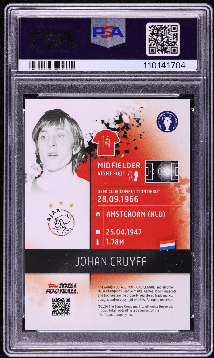 Carte Foot PANINI Johan Cruyff FC Barcelone 1974 - Liga - Originale - Neuf