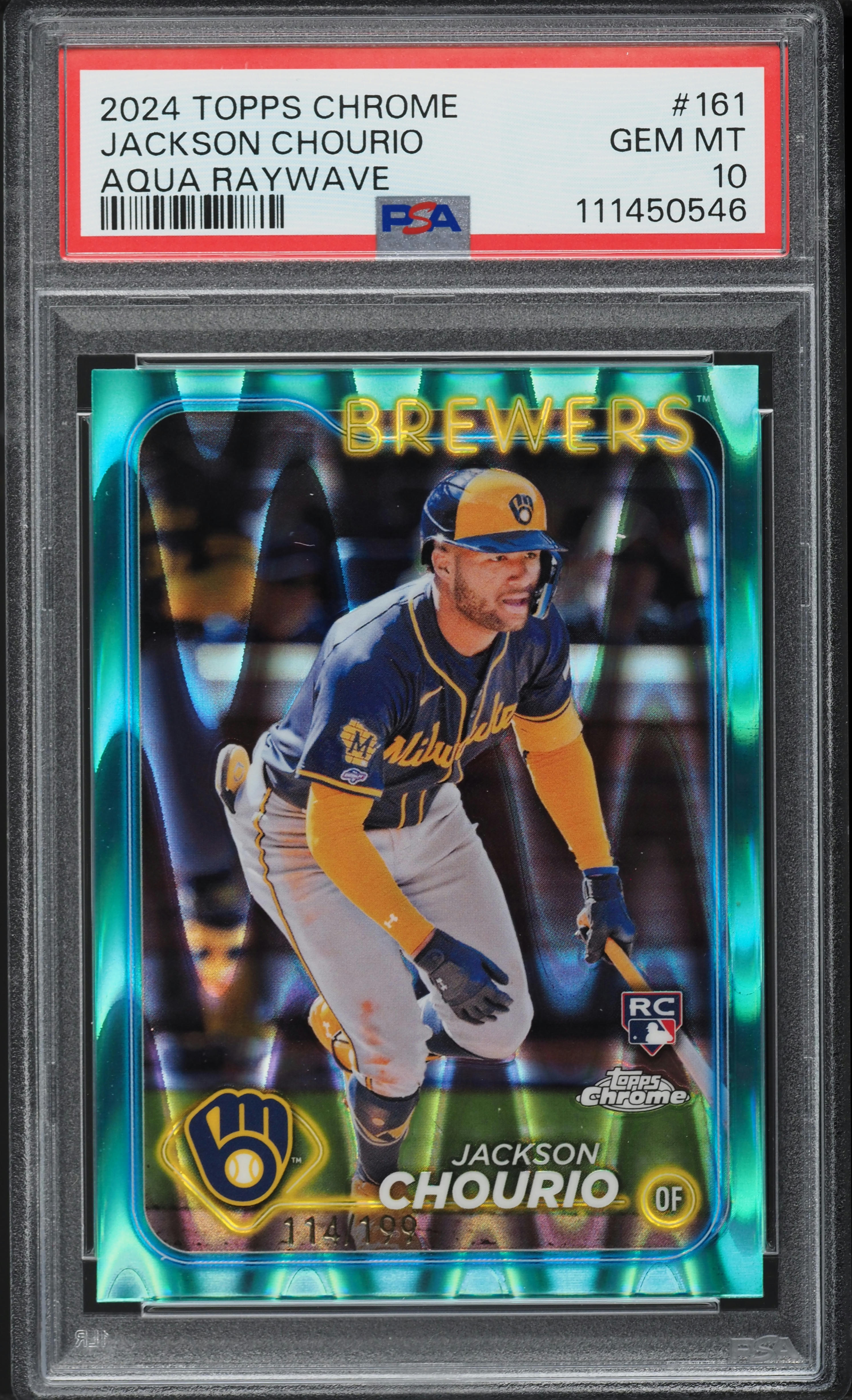 2024 Topps Chrome Aqua Raywave Jackson Chourio ROOKIE /199 #161 