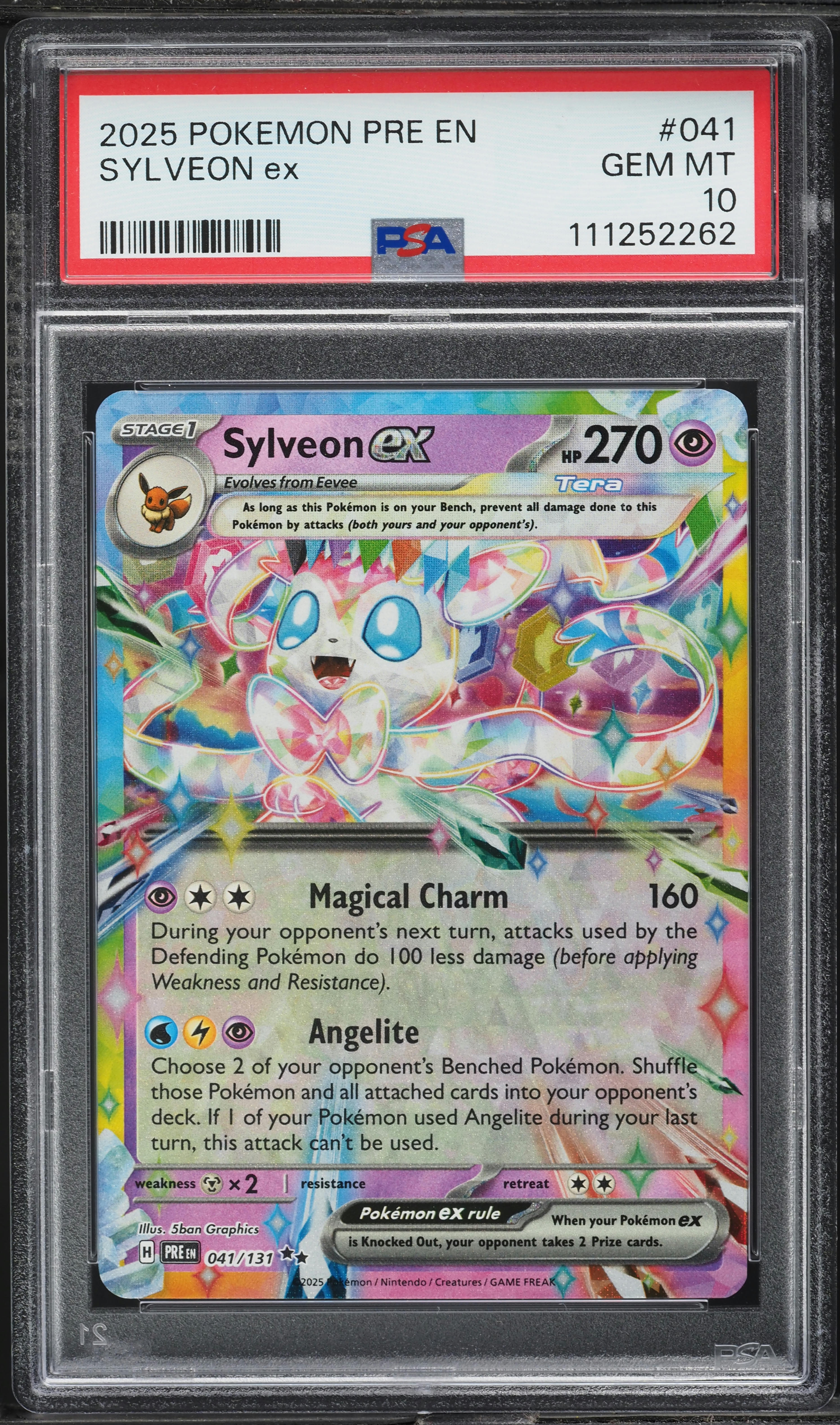2025 Pokemon SV Prismatic Evolutions Holo Sylveon ex #41 PSA 10