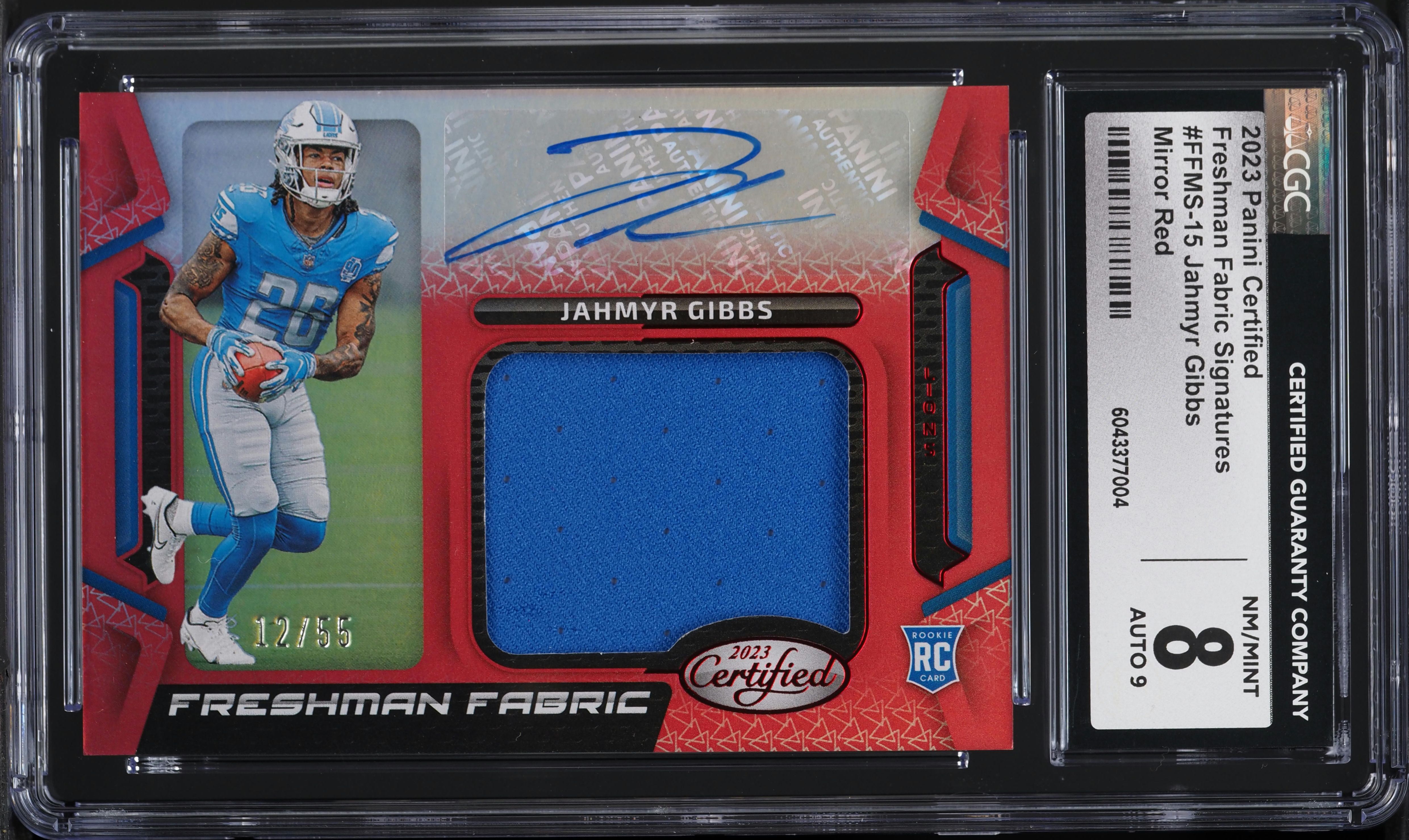 2023 Panini Certified Freshman Mirror Red Jahmyr Gibbs RC PATCH