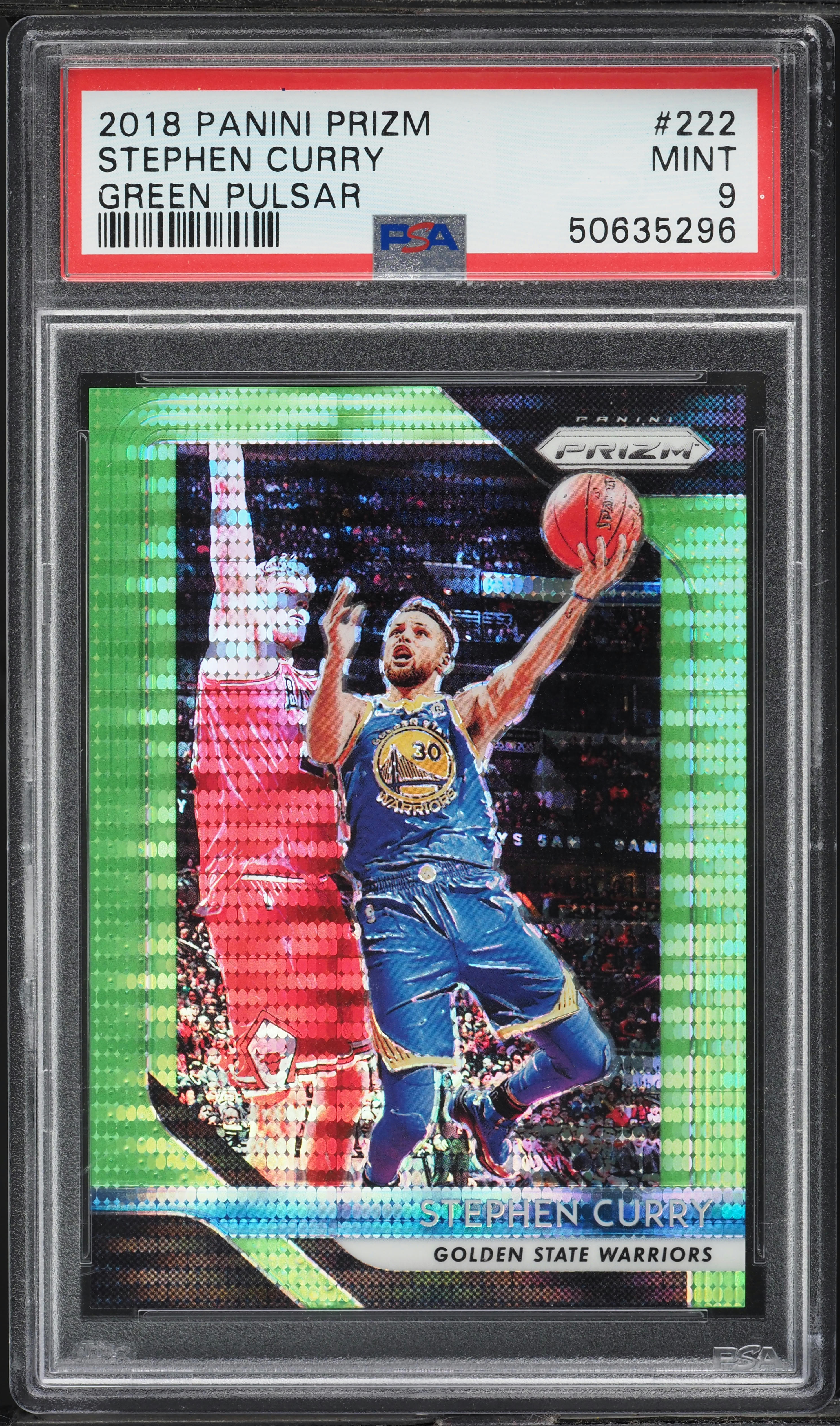 2018 Panini Prizm Green Pulsar Stephen Curry /25 #222 PSA 9 MINT