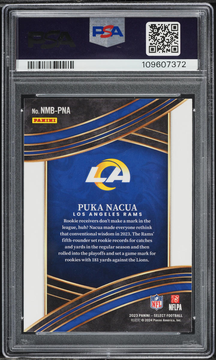 2023 Select Numbers Puka Nacua ROOKIE #NMB-PNA PSA 10 GEM MINT