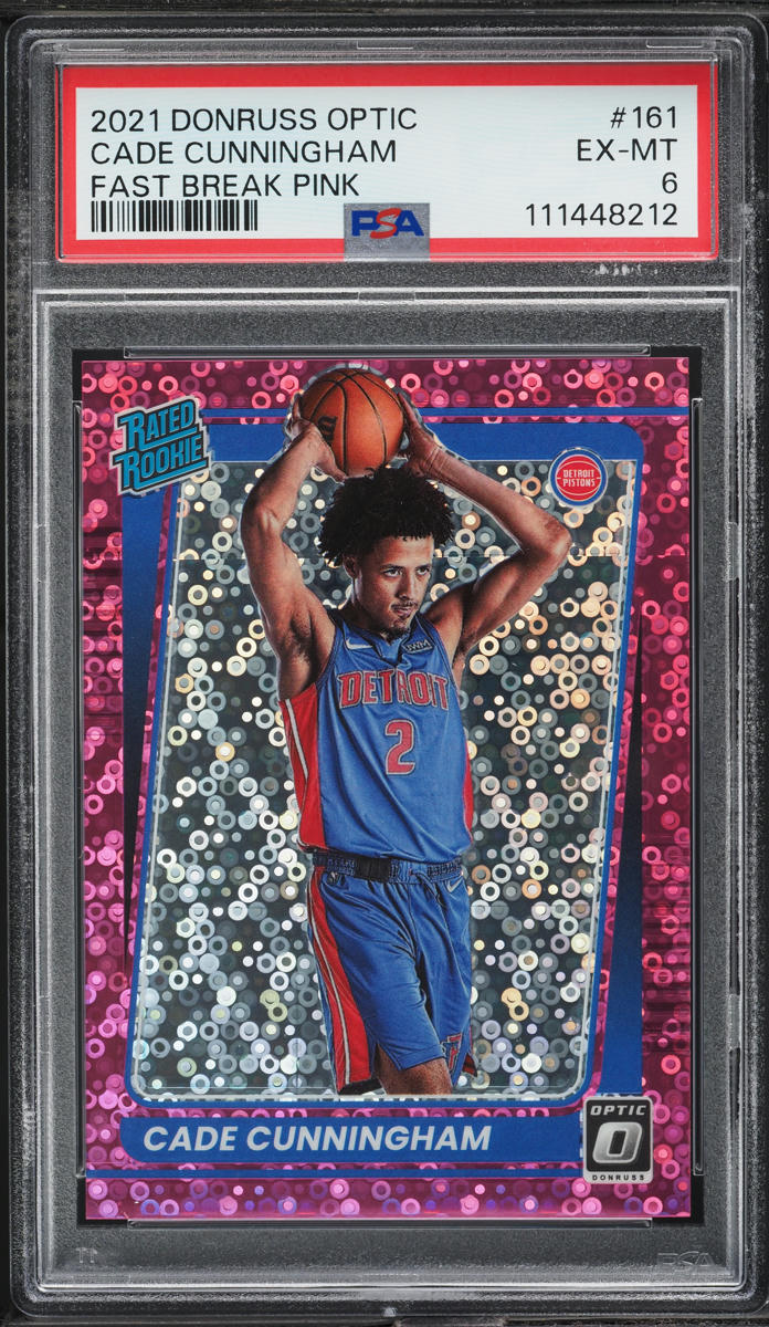 2021 Donruss Optic Fast Break Pink Cade Cunningham ROOKIE /20 #161 PSA 6 EXMT
