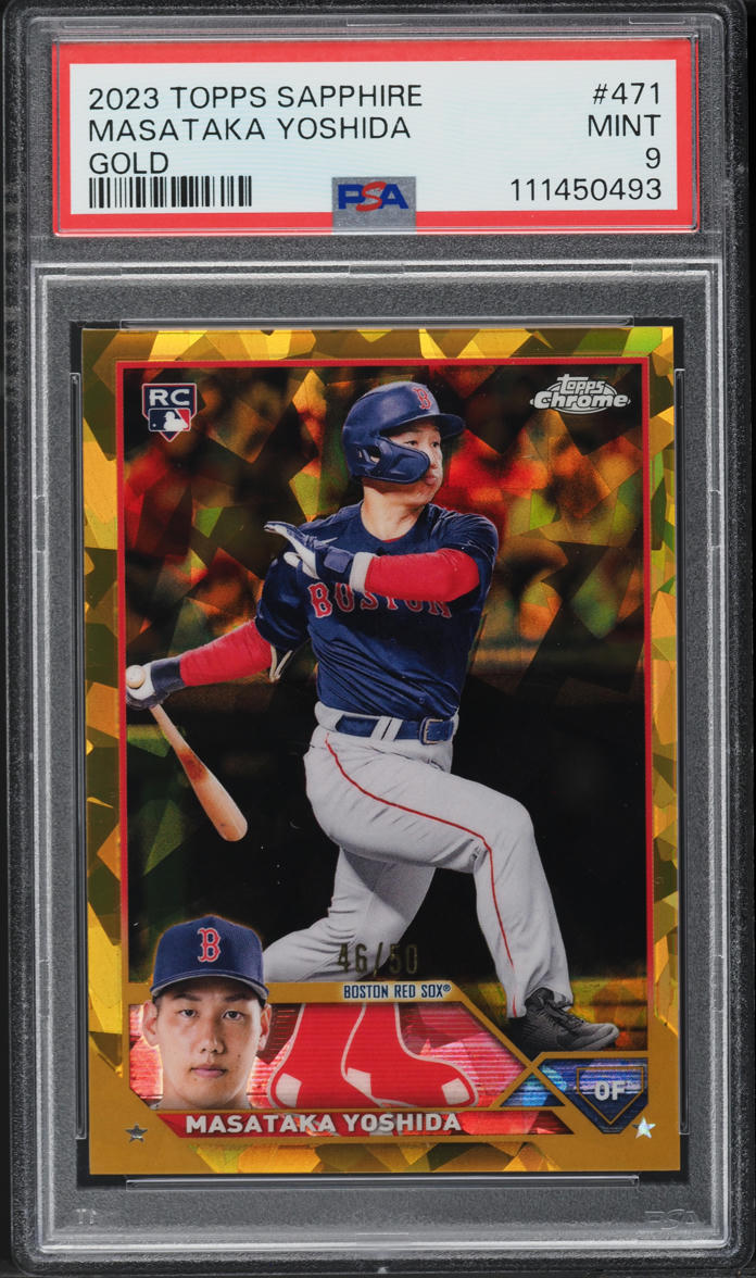 2023 Topps Chrome Sapphire Gold Masataka Yoshida ROOKIE /50 #471 PSA 9 MINT