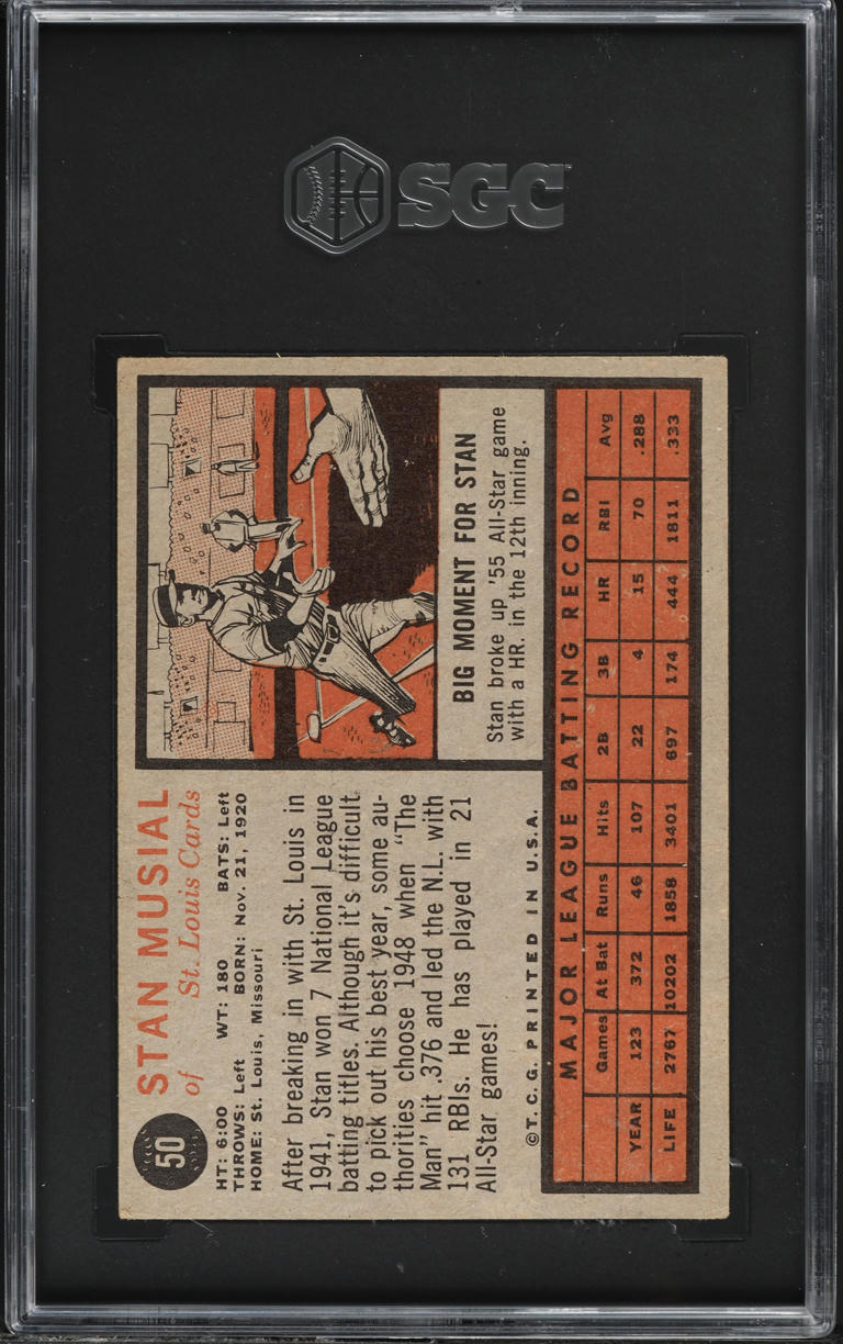 1962 Topps Stan Musial #50 SGC 6 EXMT