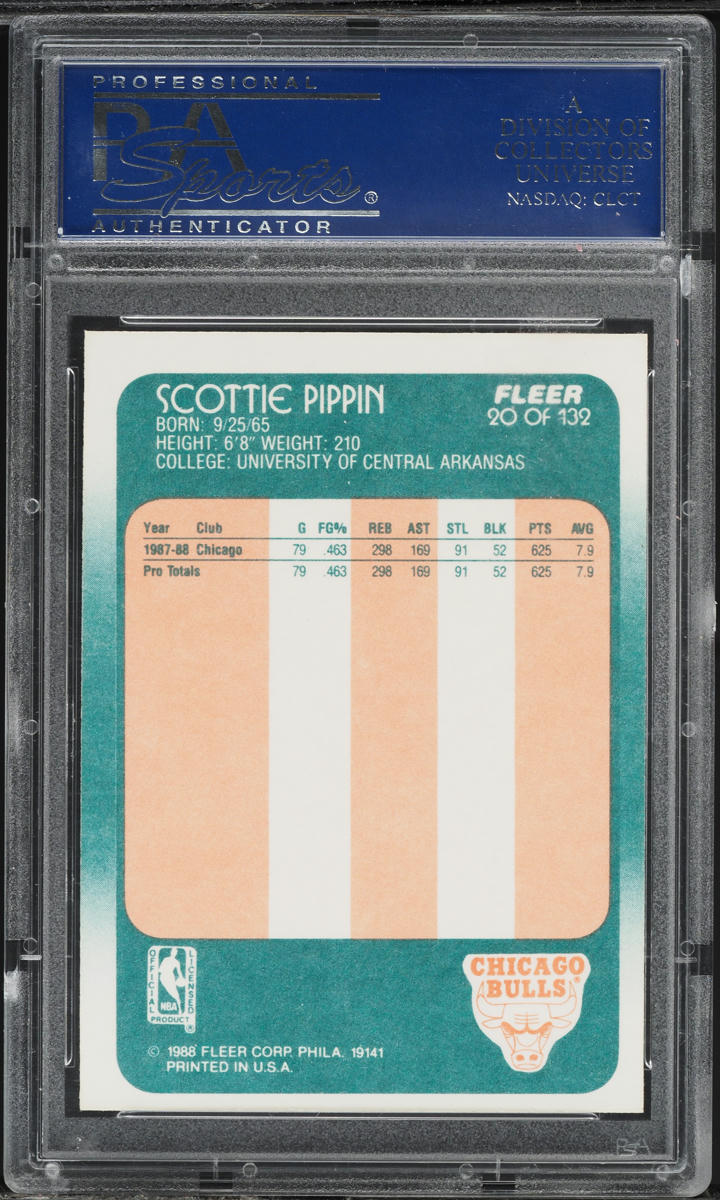 1988 Fleer Basketball Scottie Pippen ROOKIE #20 PSA 9 MINT
