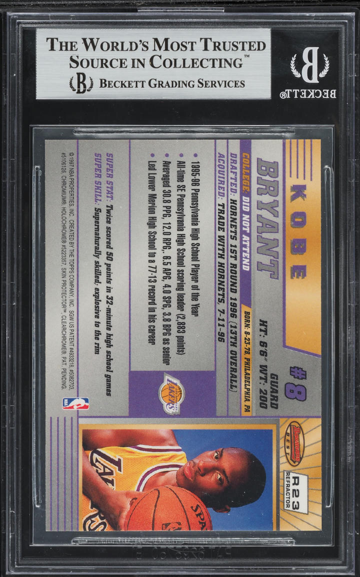 1996 Bowman's Best Refractor Kobe Bryant ROOKIE #R23 BGS 8.5 NM-MT+