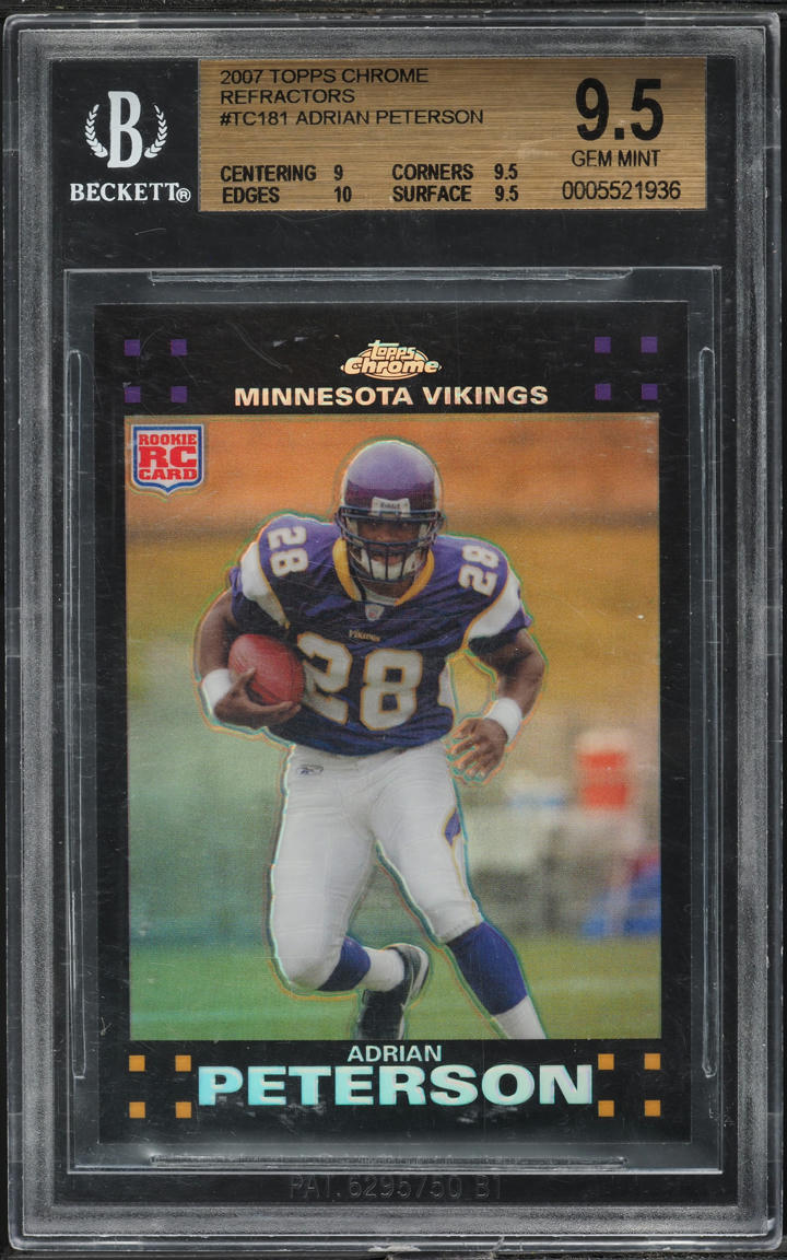 2007 Topps Chrome Refractor Adrian Peterson ROOKIE #TC181 BGS 9.5 GEM MINT
