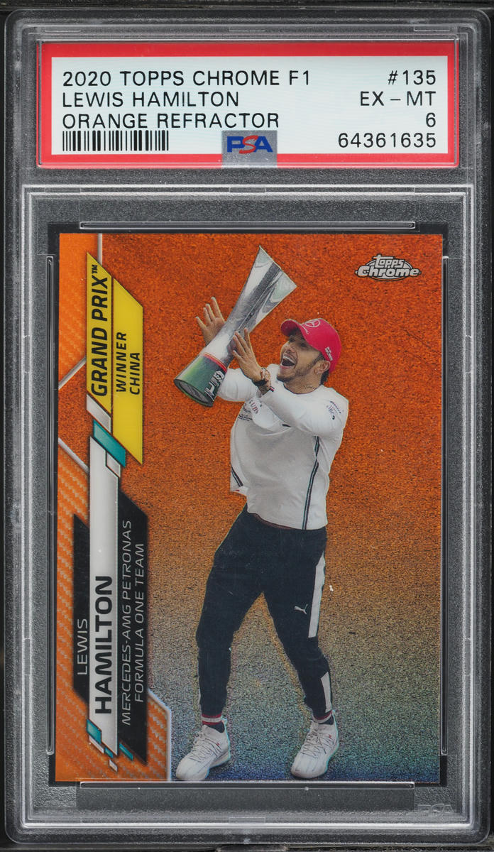 2020 Topps Chrome Formula 1 F1 Orange Refractor Lewis Hamilton /25 #135 PSA 6