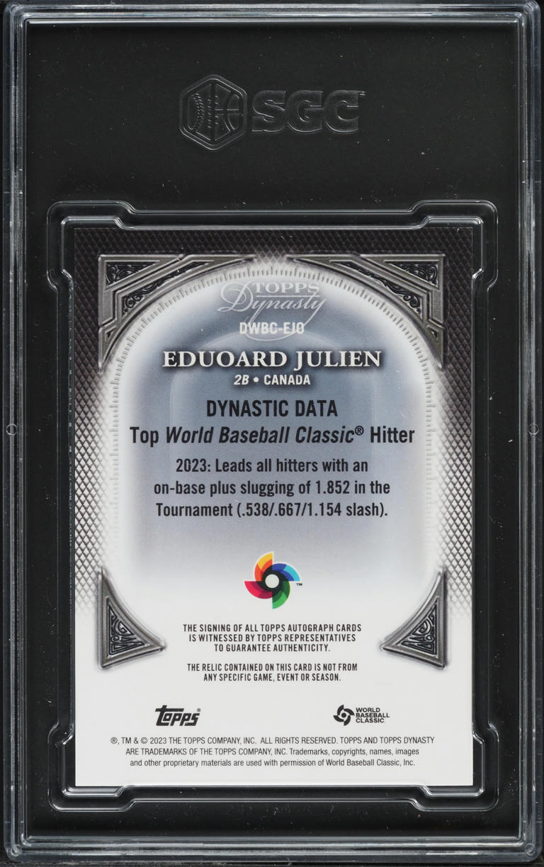 2023 Topps Dynasty WBC Silver Edouard Julien ROOKIE PATCH AUTO /5 SGC 9.5 MINT+