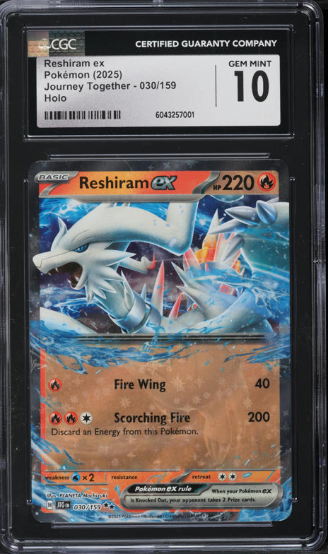 2025 Pokemon Scarlet & Violet Journey Together Reshiram ex #30 CGC 10 GEM MINT