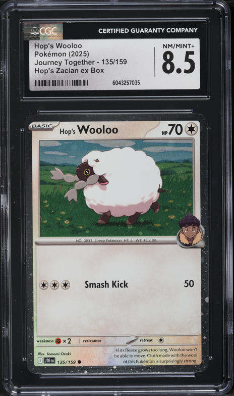 2025 Pokemon Scarlet & Violet Journey Together Hop's Wooloo #135 CGC 8.5 NM-MT+