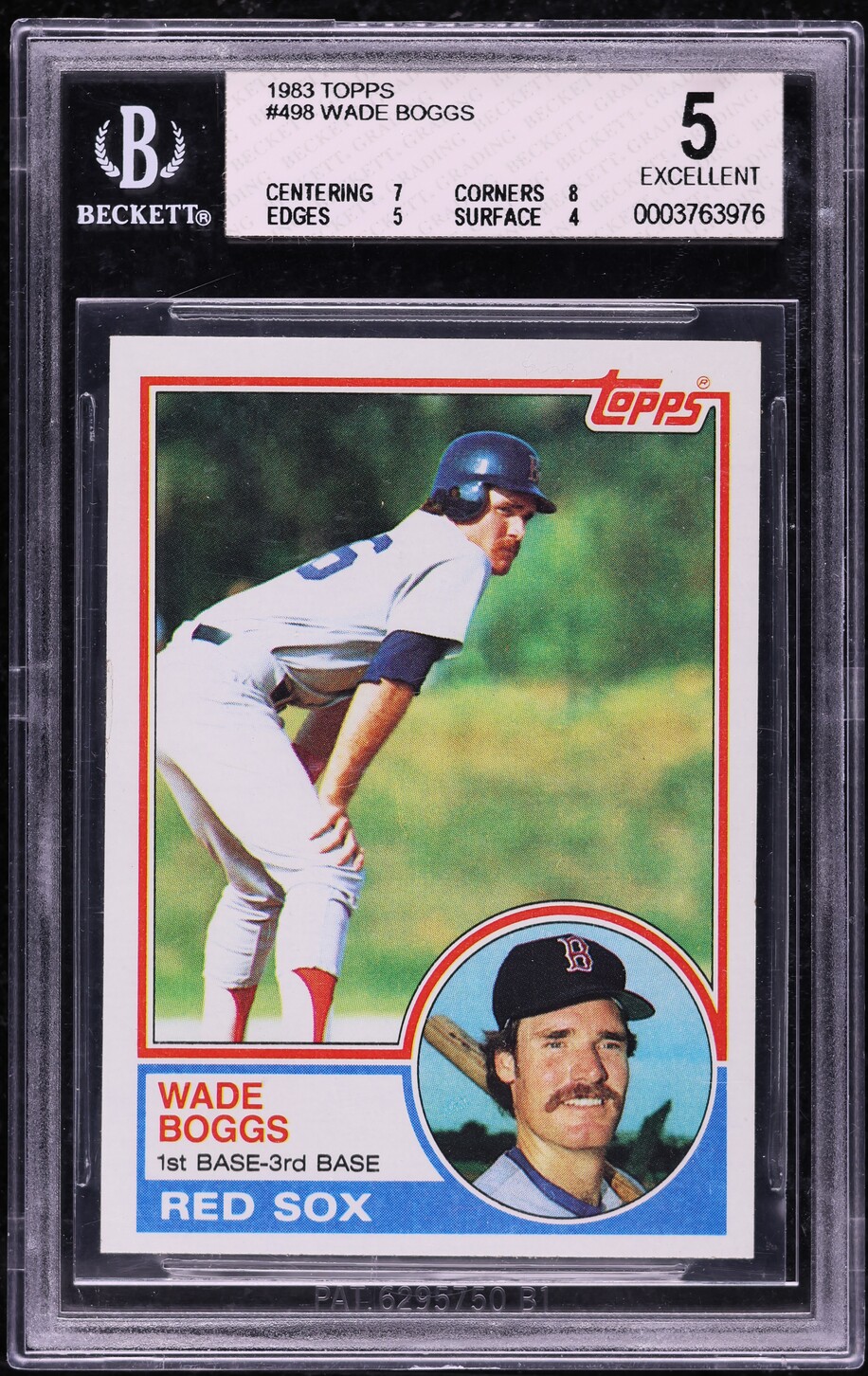 1983 Topps Wade Boggs ROOKIE #498 BGS 5 EX