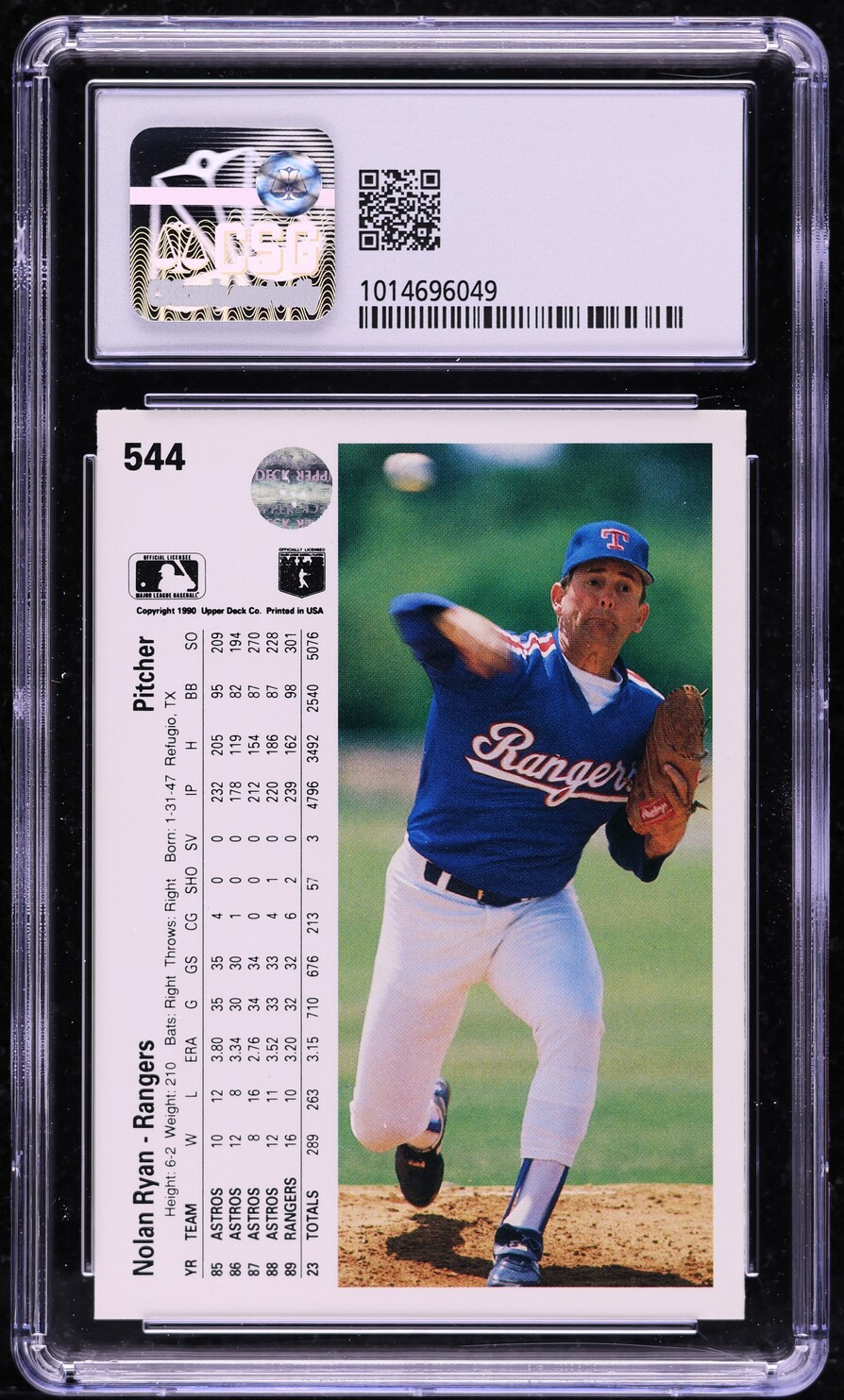 1990 Upper Deck Nolan Ryan #544 CSG 8 NM-MT