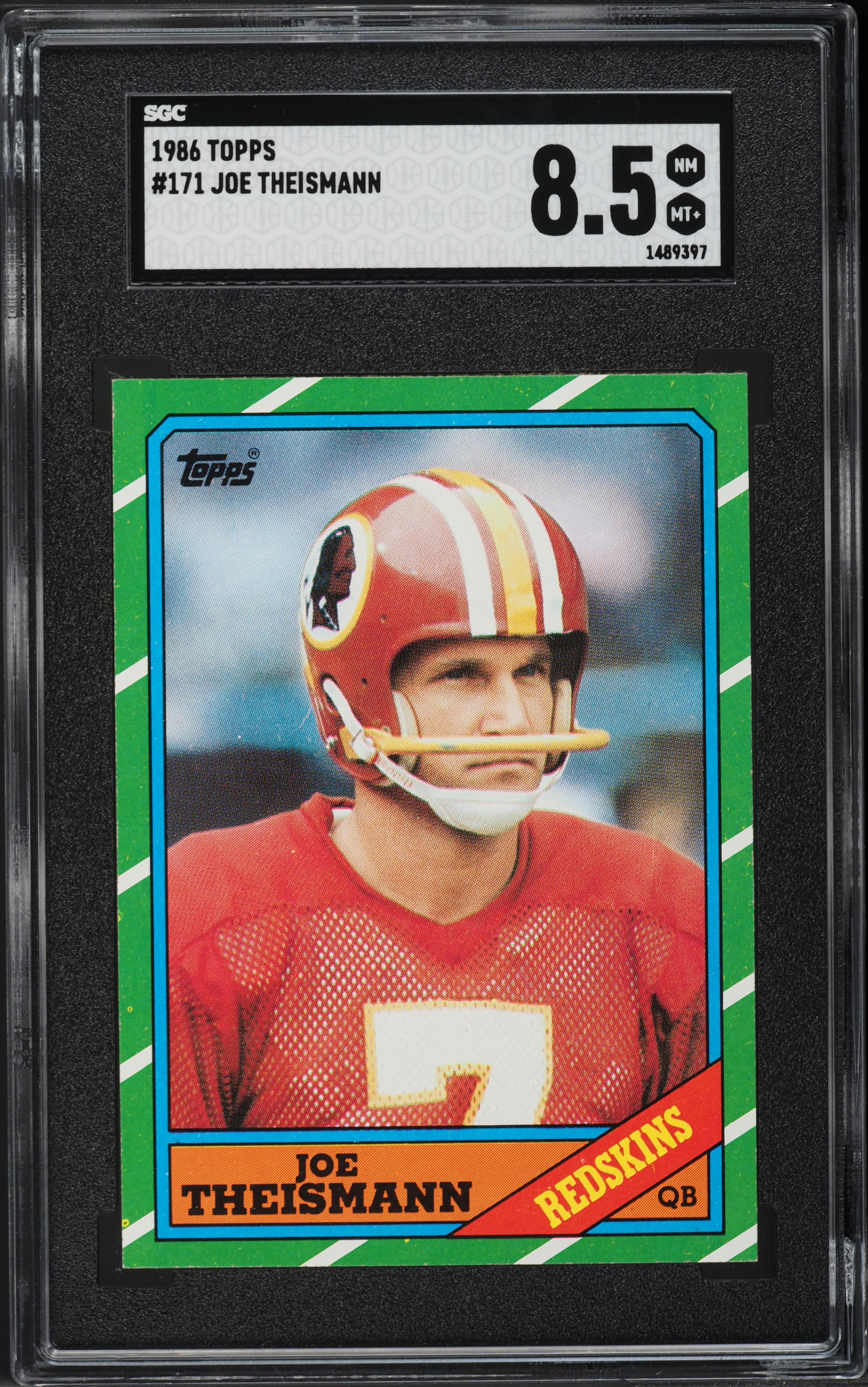 1986 Topps Football Joe Theismann #171 SGC 8.5 NM-MT+ on Fanatics