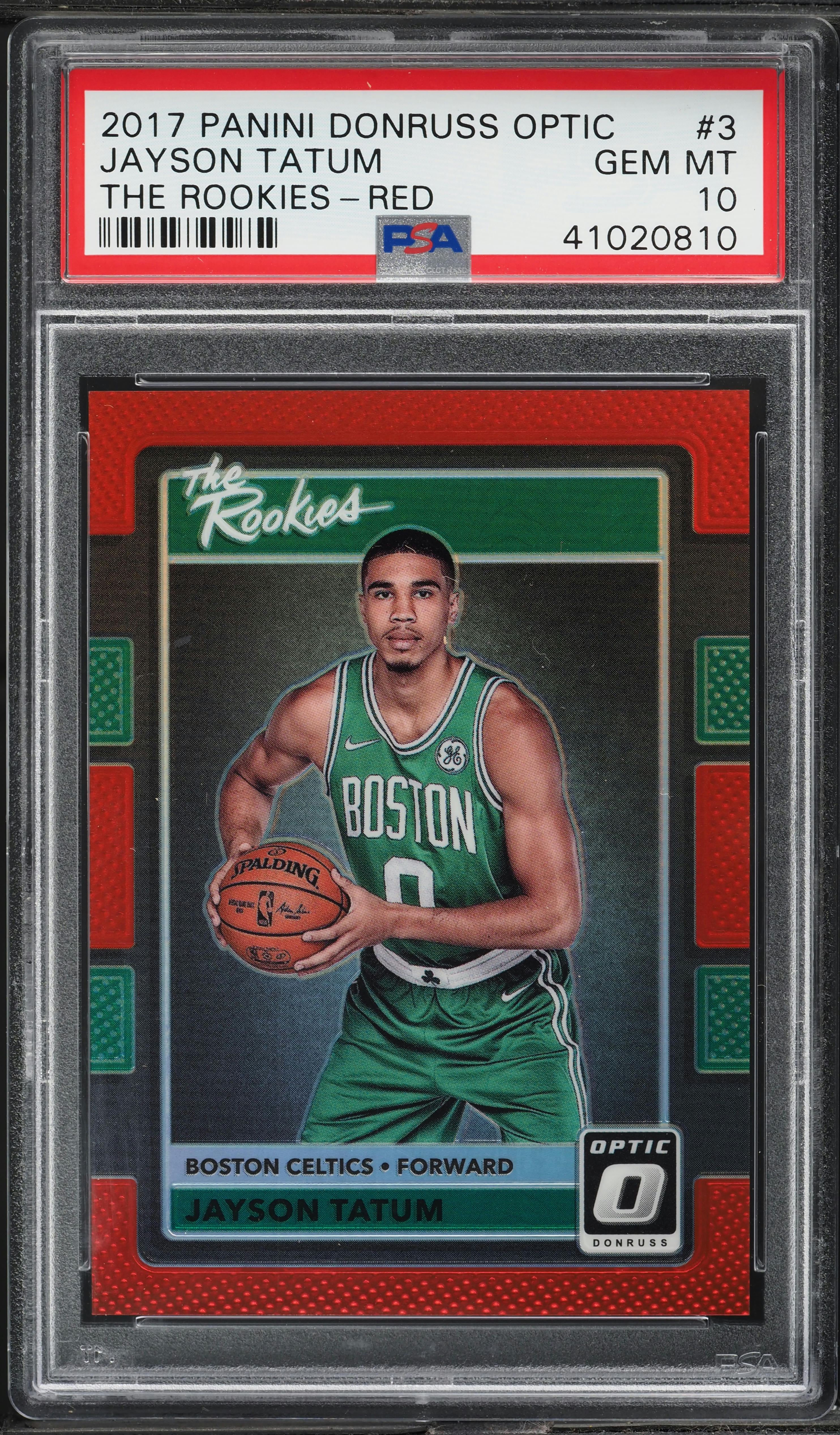 2017 Donruss Optic The Rookies Red Jayson Tatum ROOKIE /99 #3 PSA