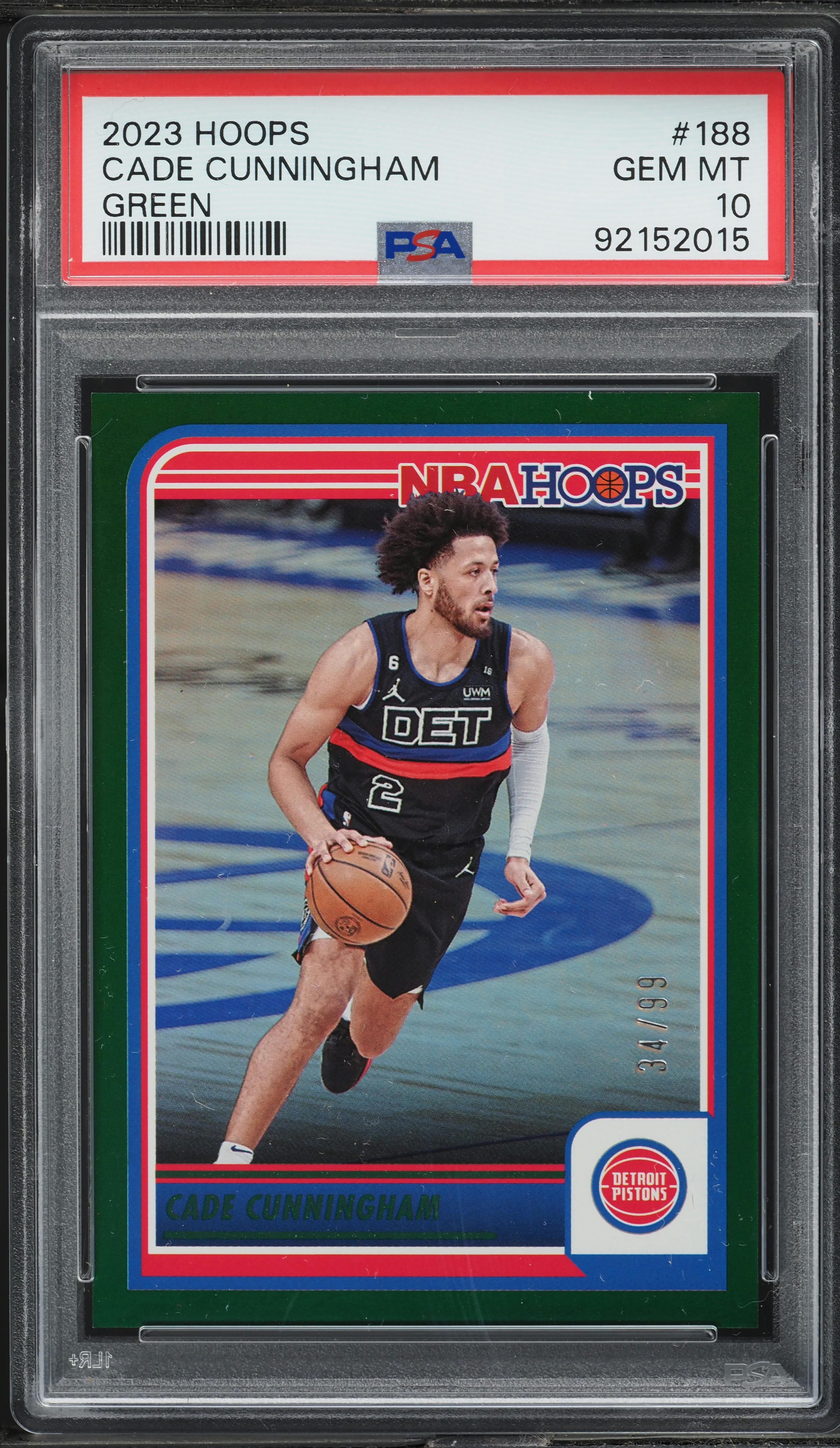 2023 Hoops Green Cade Cunningham /99 #188 PSA 10 GEM MINT on 