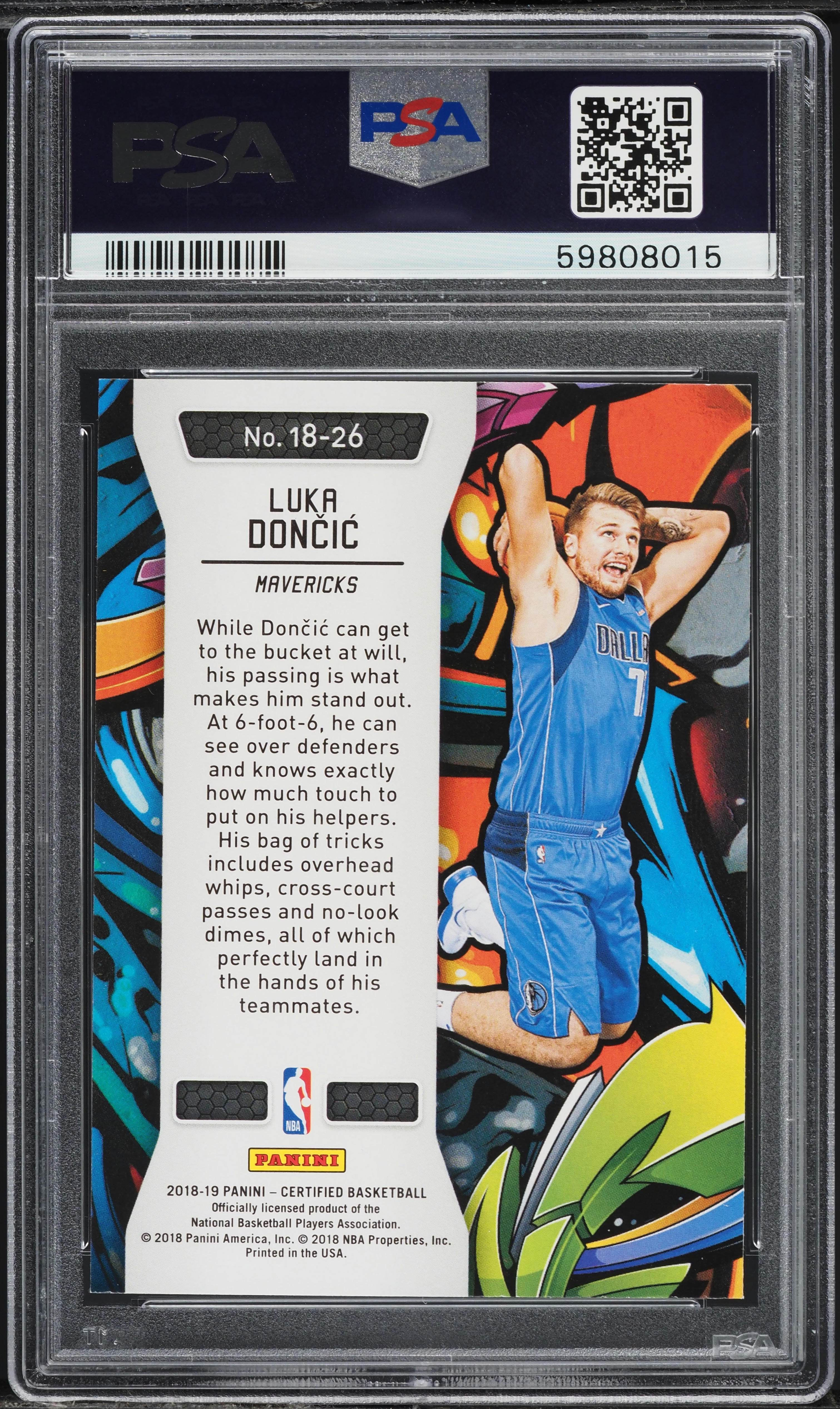 2018 Panini Certified Luka Doncic ROOKIE #18-26 PSA 10 GEM MINT on