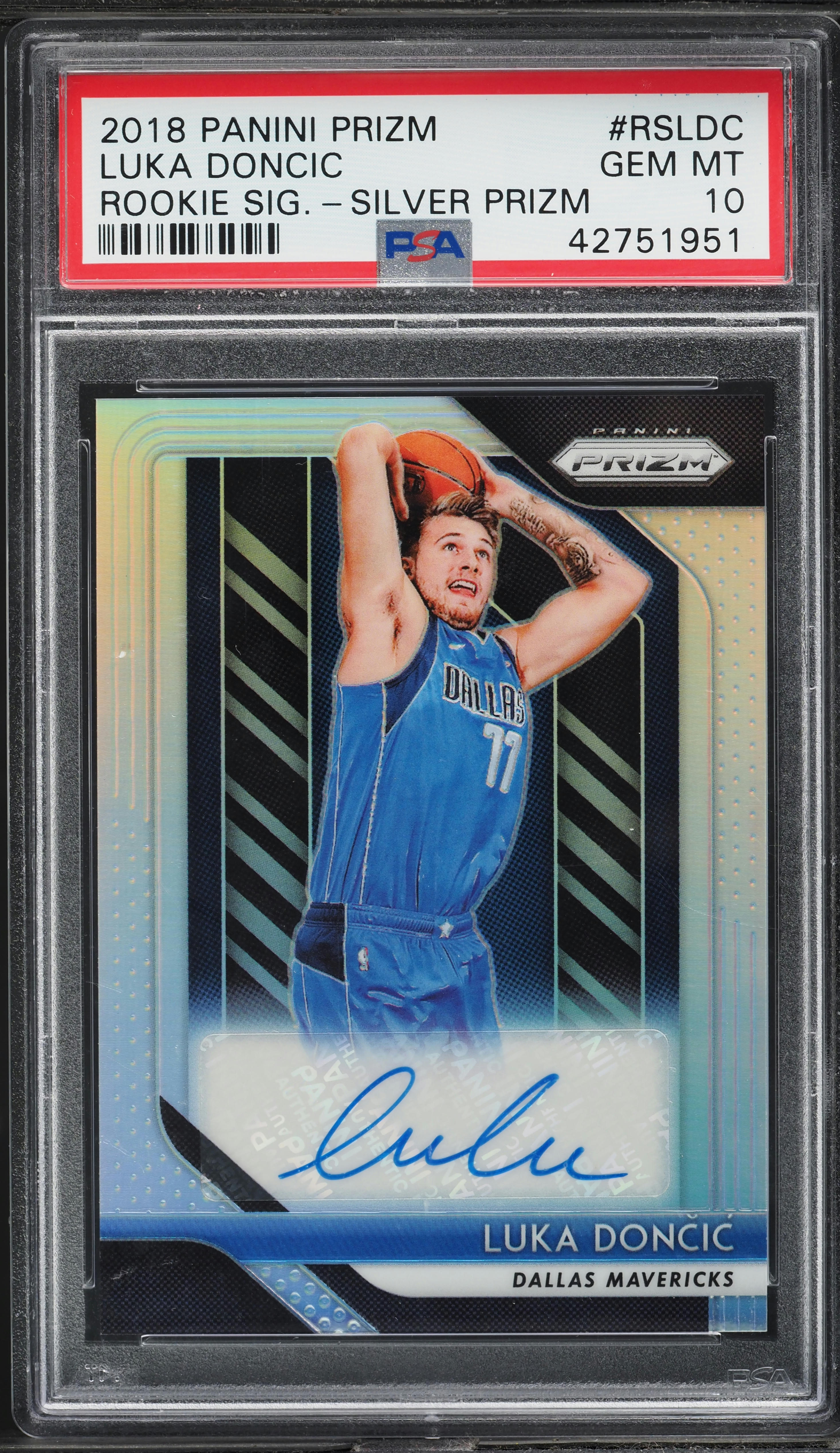 2018 Panini Prizm Silver Luka Doncic ROOKIE AUTO #RS-LDC PSA 10