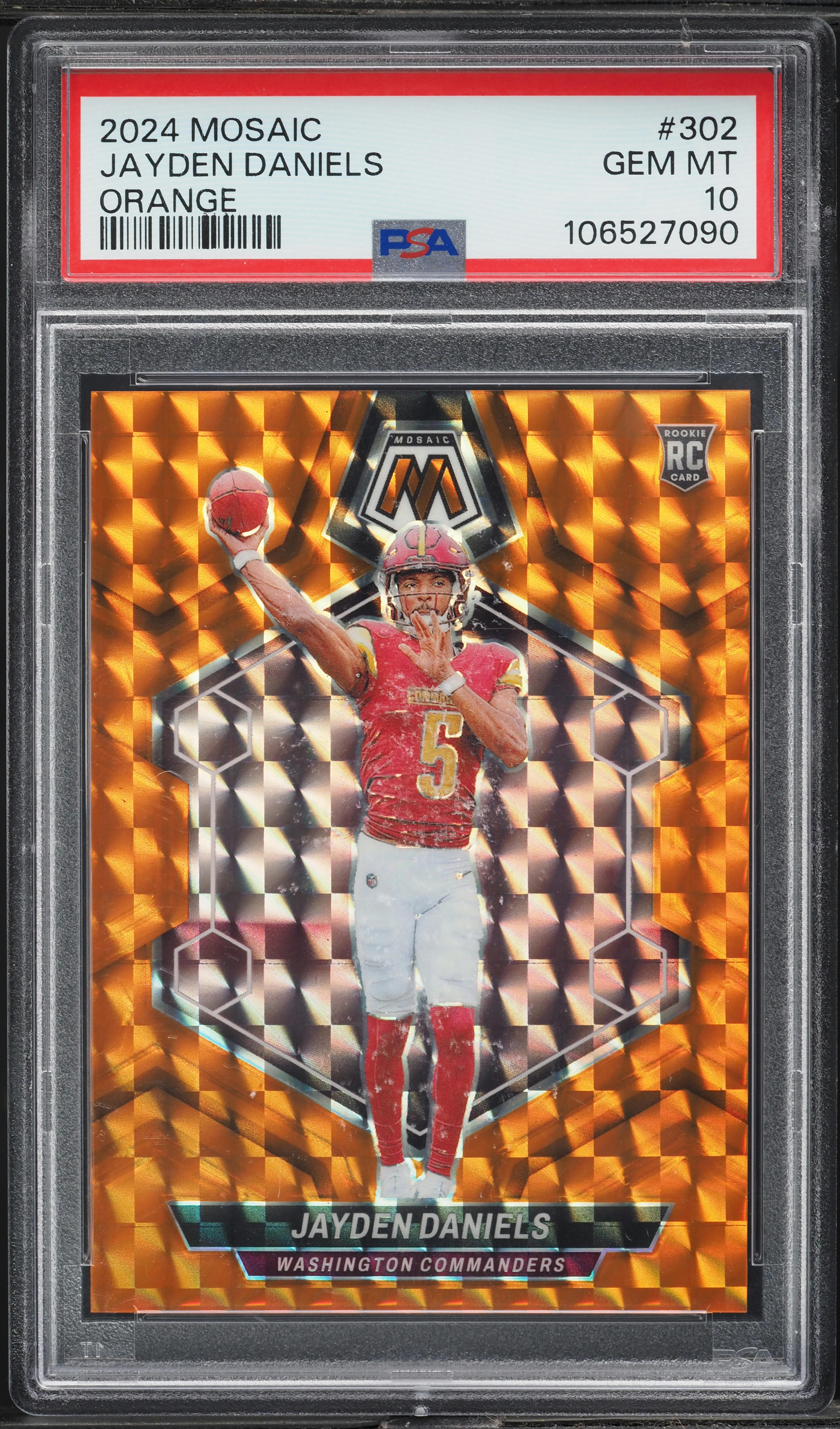 2024 Panini Mosaic Orange Jayden Daniels ROOKIE /199 #302 PSA 10