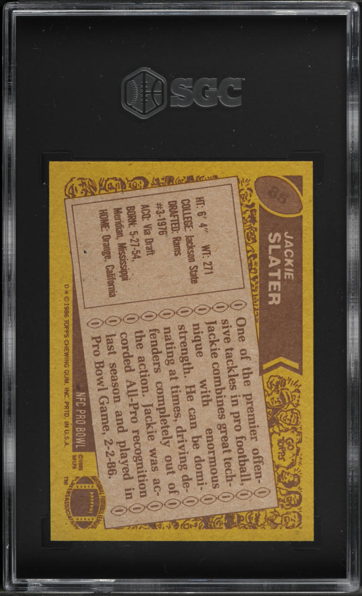 1986 Topps Football Jackie Slater #85 SGC 8.5 NM-MT+