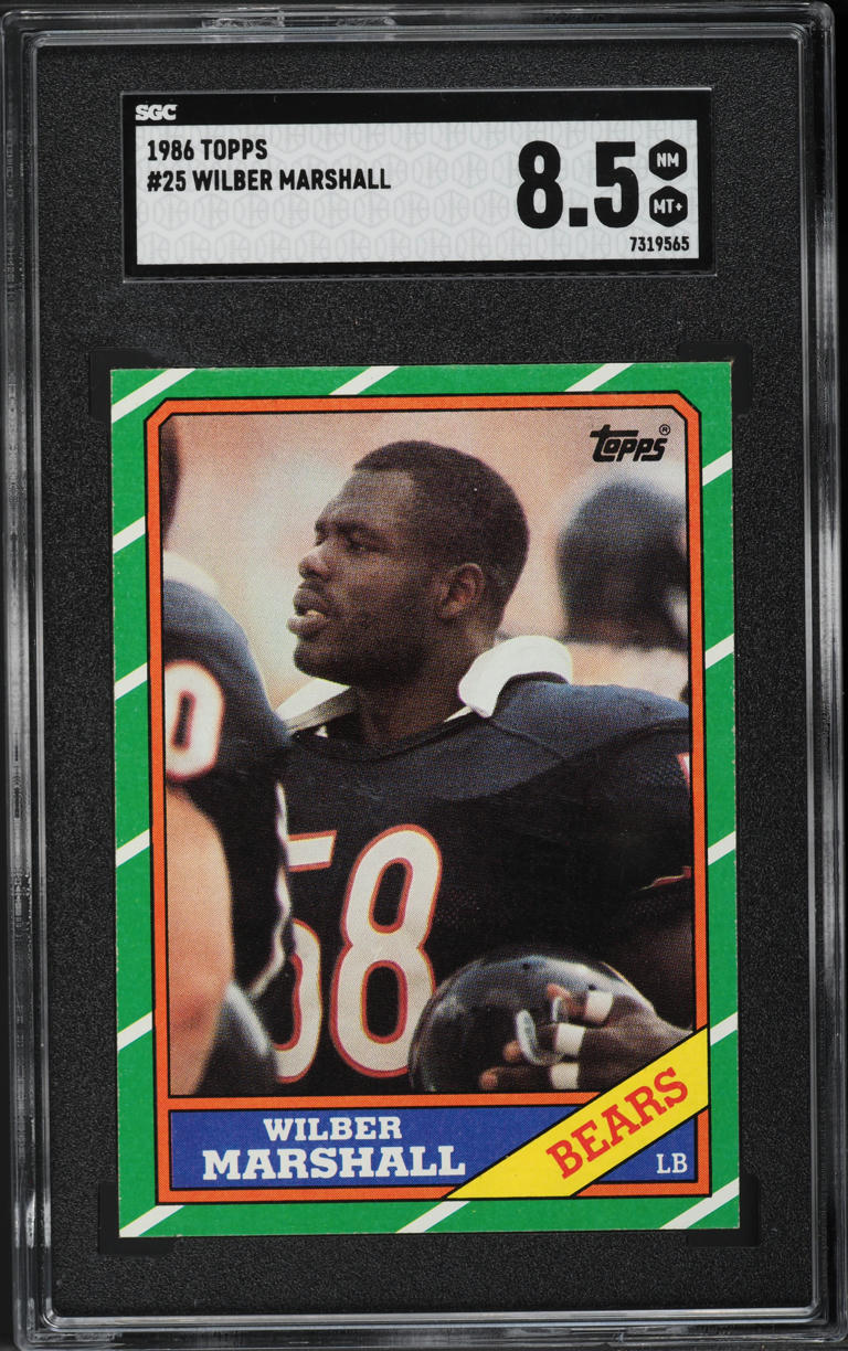 1986 Topps Football Wilber Marshall ROOKIE #25 SGC 8.5 NM-MT+