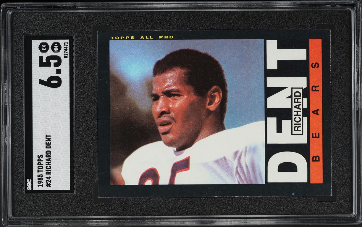 1985 Topps Football Richard Dent ROOKIE, ALL-PRO #24 SGC 6.5 EXMT+