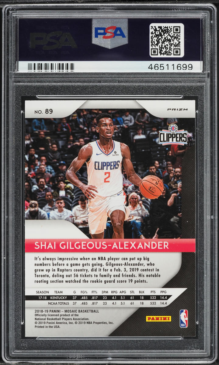 2018 Panini Prizm Mosaic Blue Shai Gilgeous-Alexander ROOKIE #89 PSA 10 GEM MINT