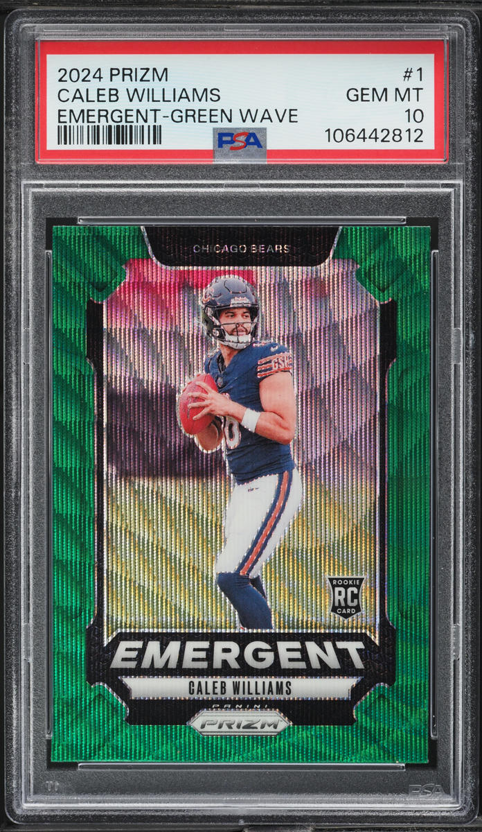 2024 Panini Prizm Emergent Green Wave Caleb Williams ROOKIE #1 PSA