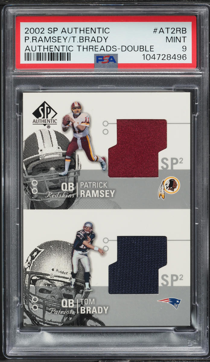 2002 SP Authentic Threads Double Ramsey Tom Brady PATCH #AT2RB PSA 9 MINT