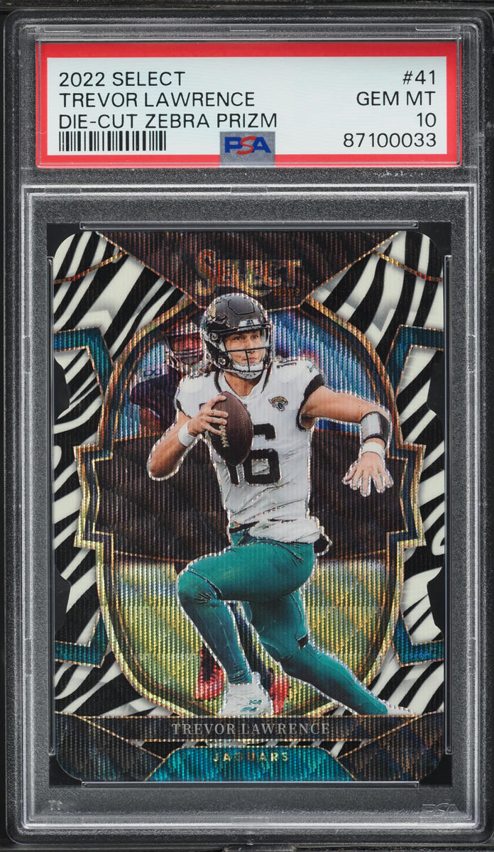 2022 Panini Select Die-Cut Zebra Prizm Trevor Lawrence #41 PSA 10 GEM MINT