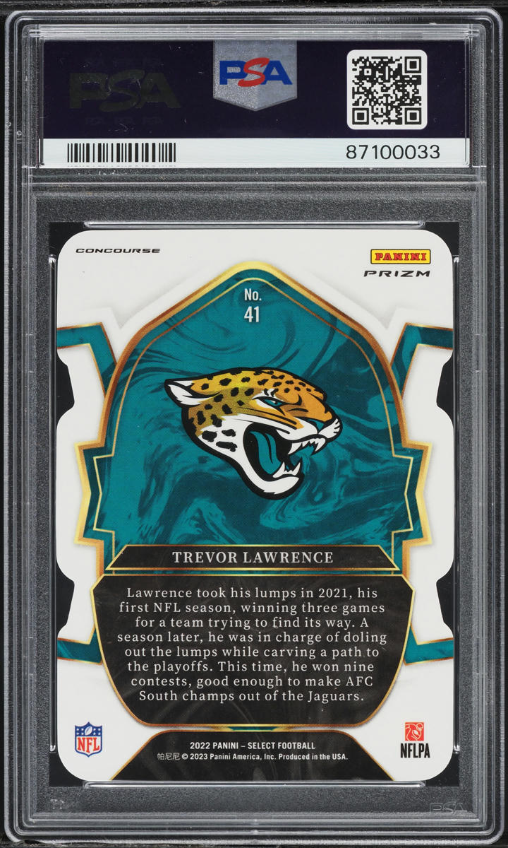 2022 Panini Select Die-Cut Zebra Prizm Trevor Lawrence #41 PSA 10