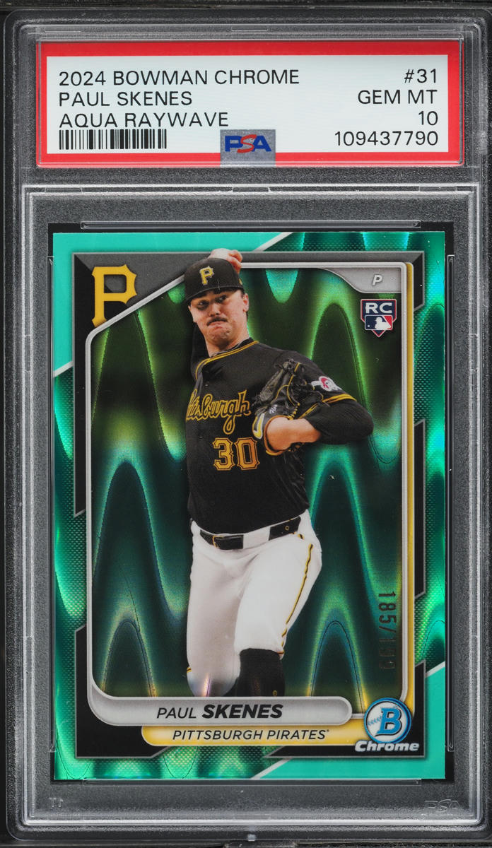 2024 Bowman Chrome Aqua Raywave Paul Skenes ROOKIE /199 #31 PSA 10 GEM MINT