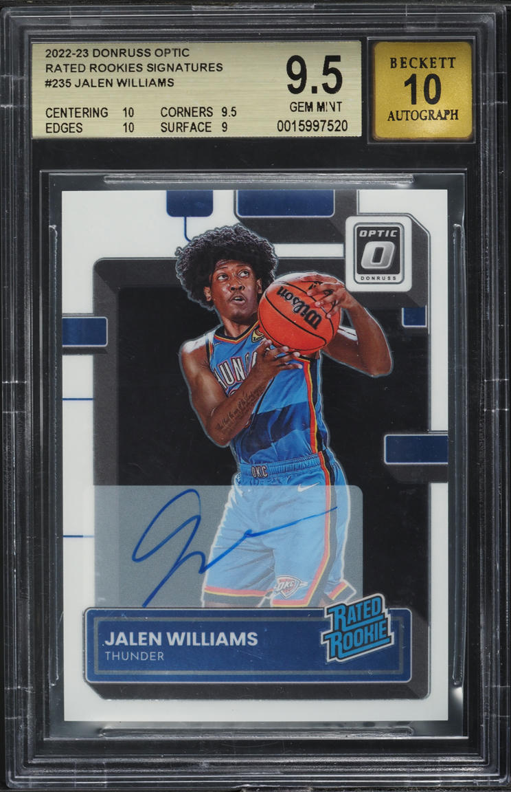 2022 Donruss Optic Signatures Jalen Williams ROOKIE AUTO #235 BGS 9.5 GEM MINT