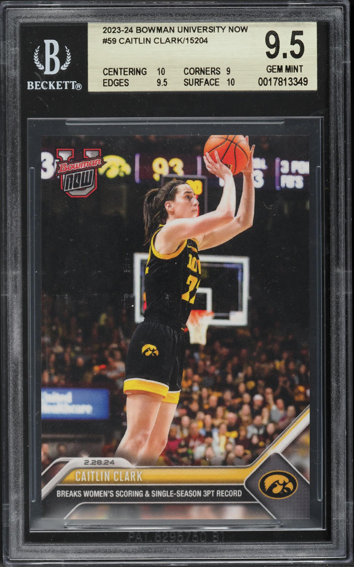 2023 Bowman University Now Caitlin Clark ROOKIE #59 BGS 9.5 GEM MINT