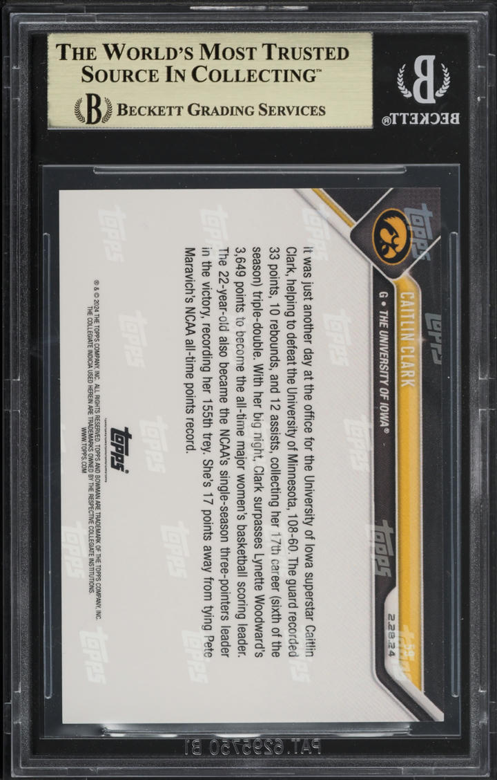 2023 Bowman University Now Caitlin Clark ROOKIE #59 BGS 9.5 GEM MINT