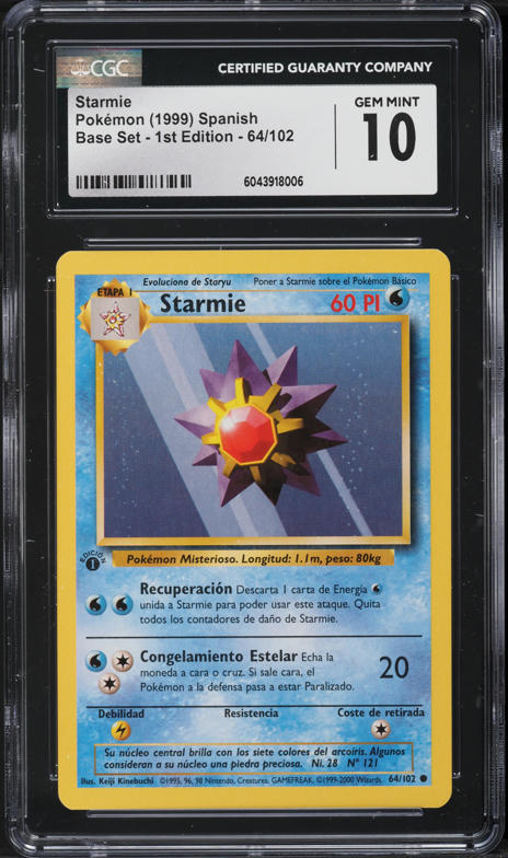 1999 Pokemon Base Set Shadowless 1st Edition Starmie #64 CGC 9.5 MINT+ on  Fanatics Collect