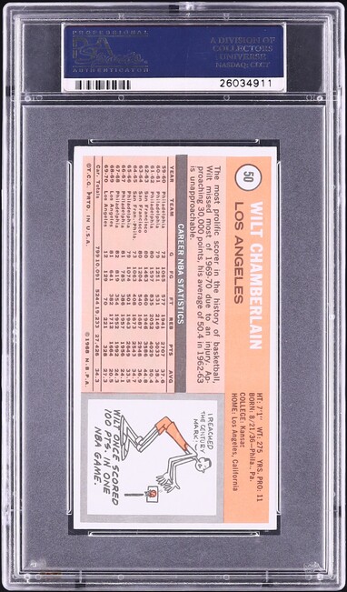 1970 Topps Basketball Wilt Chamberlain #50 PSA 8 NM-MT