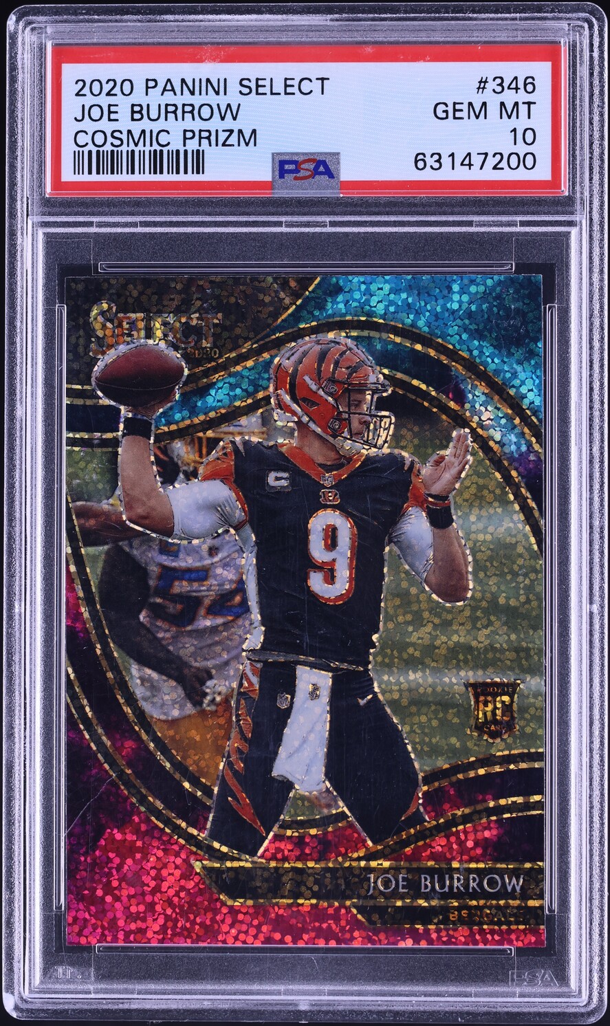 2020 Select Field Level Cosmic Prizm Joe Burrow ROOKIE #346 PSA 10 GEM MINT