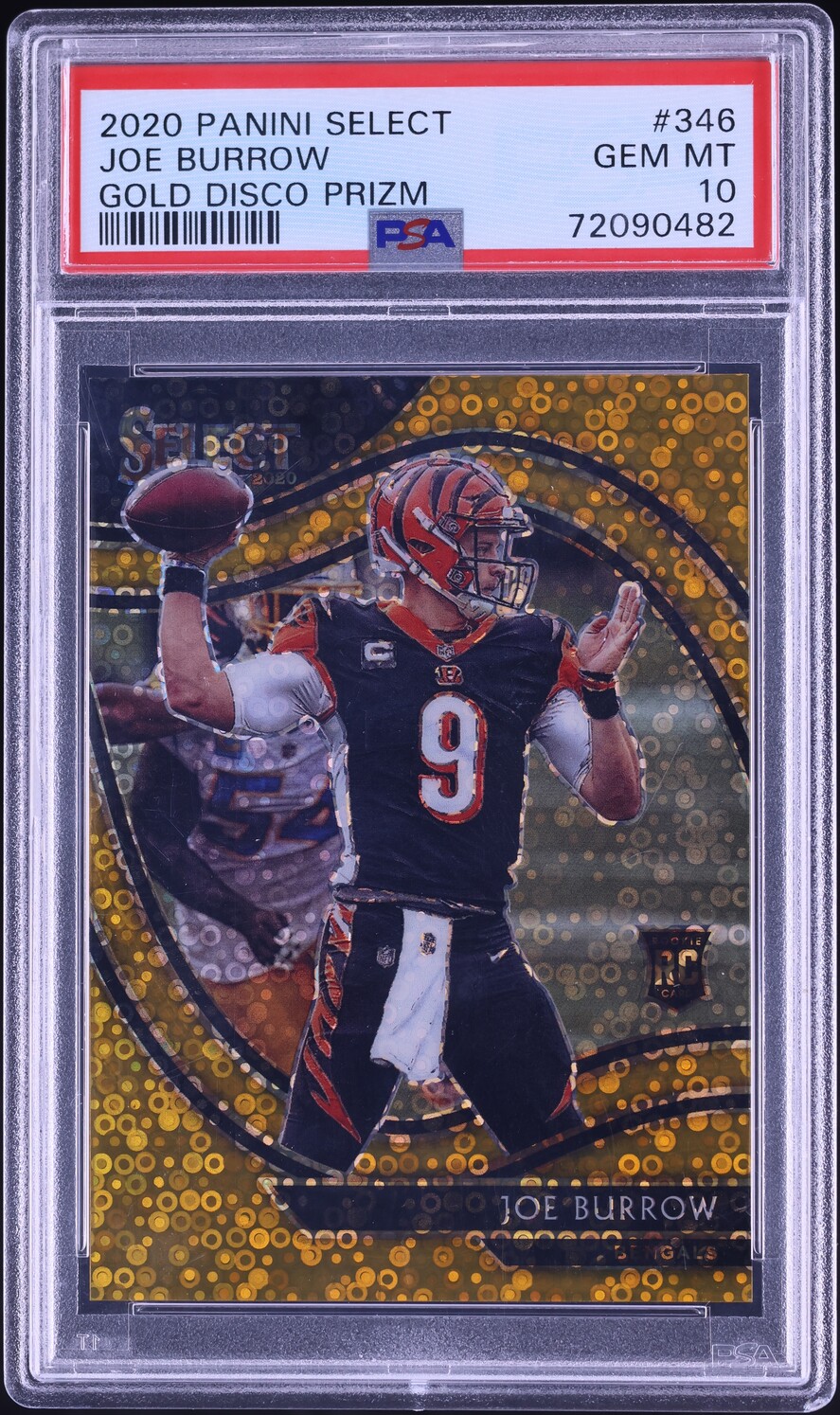 2020 Select Field Level Gold Disco Prizm Joe Burrow ROOKIE /10 #346 PSA 10 GEM