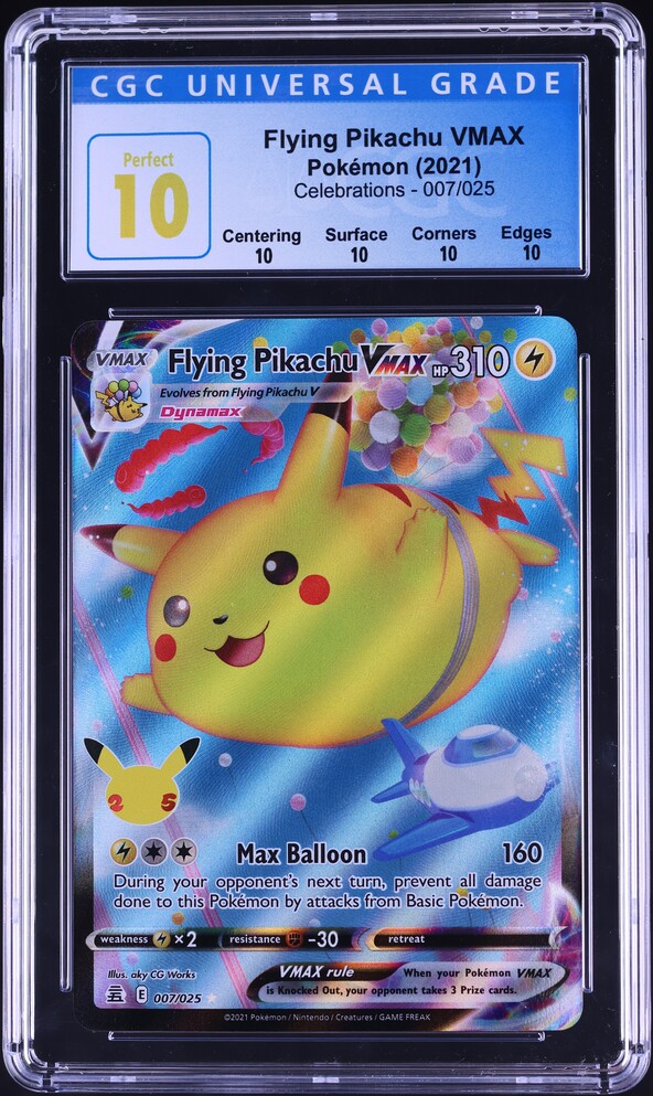 flying pikachu vmax pokemon card 007/025 (Graded) Display Case CardAura Design Collectible player card A PSA Gem Mint 10 card is a virtually perfect card Attributes include four perfectly sharp corners 3 minute Pokemon Card -