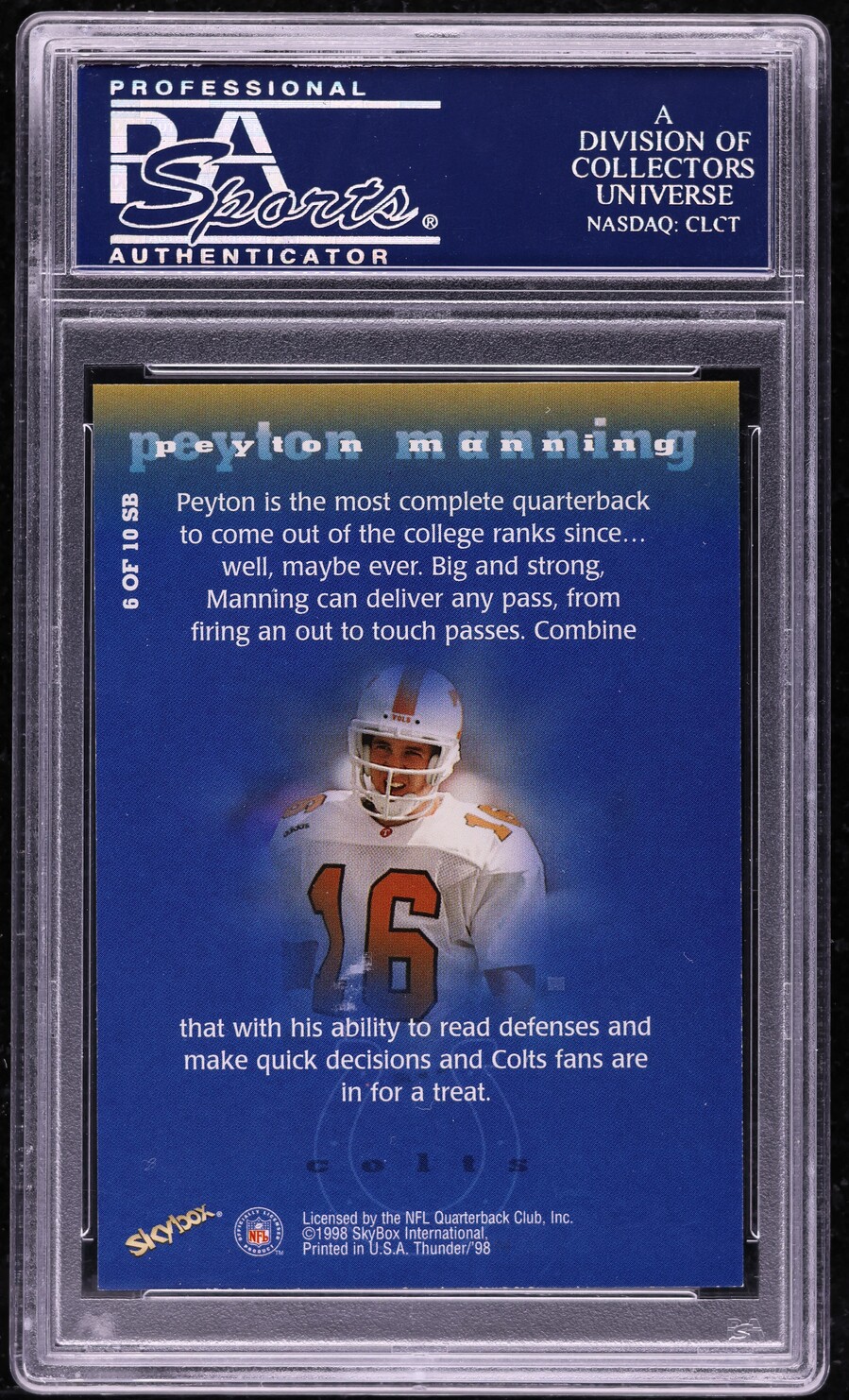 1998 Skybox Thunder Starburst Peyton Manning ROOKIE #6 PSA 10 GEM MINT