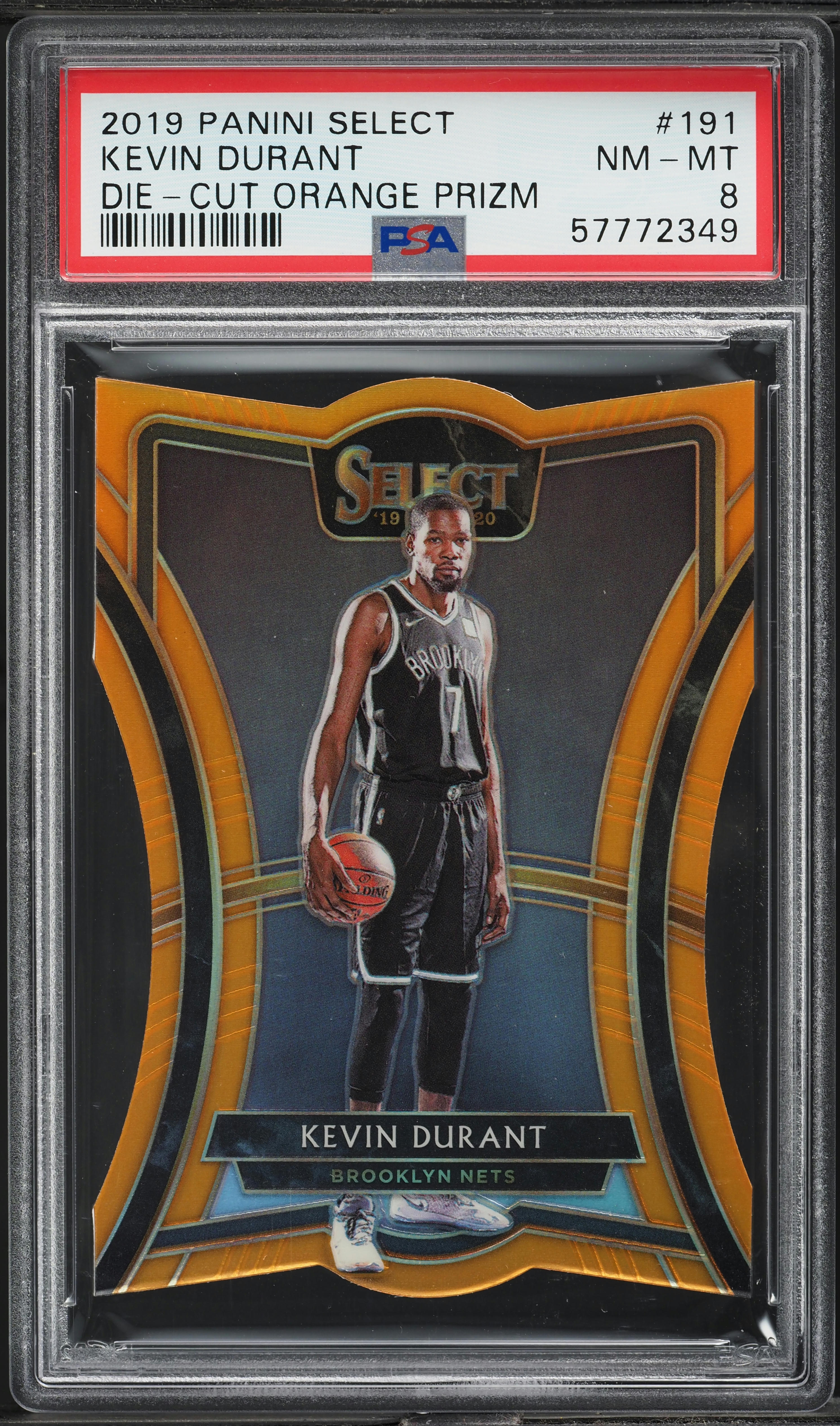 2019 Select Premier Level Orange Prizm Die-Cut Kevin Durant /65
