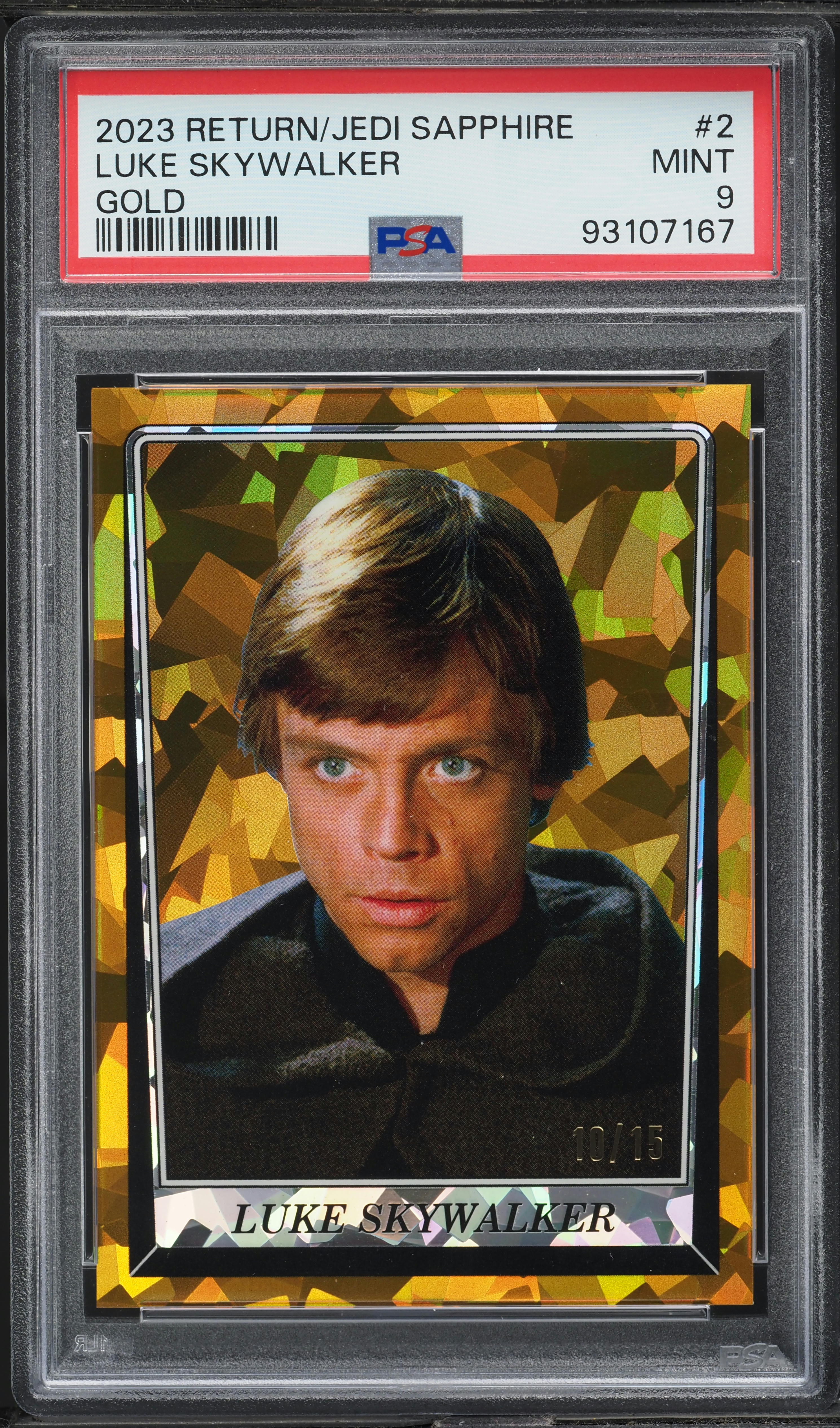 2023 Topps Chrome Star Wars Sapphire ROTJ Gold Luke Skywalker /15
