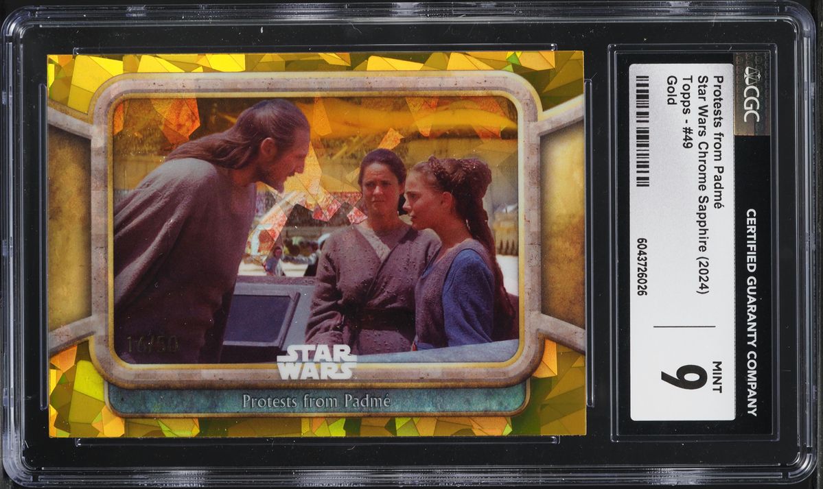 2024 Topps Chrome Star Wars Sapphire Gold Protests From Padme /50 #49 CGC 9 MINT