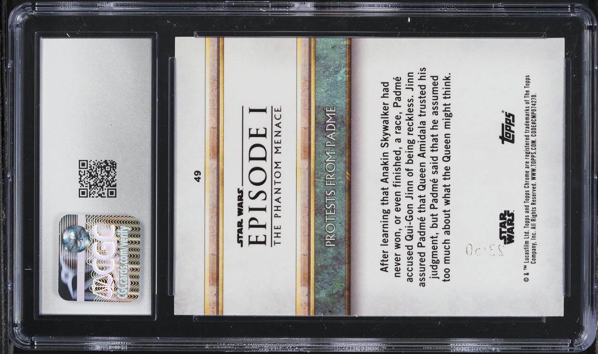 2024 Topps Chrome Star Wars Sapphire Gold Protests From Padme /50 #49 CGC 9 MINT